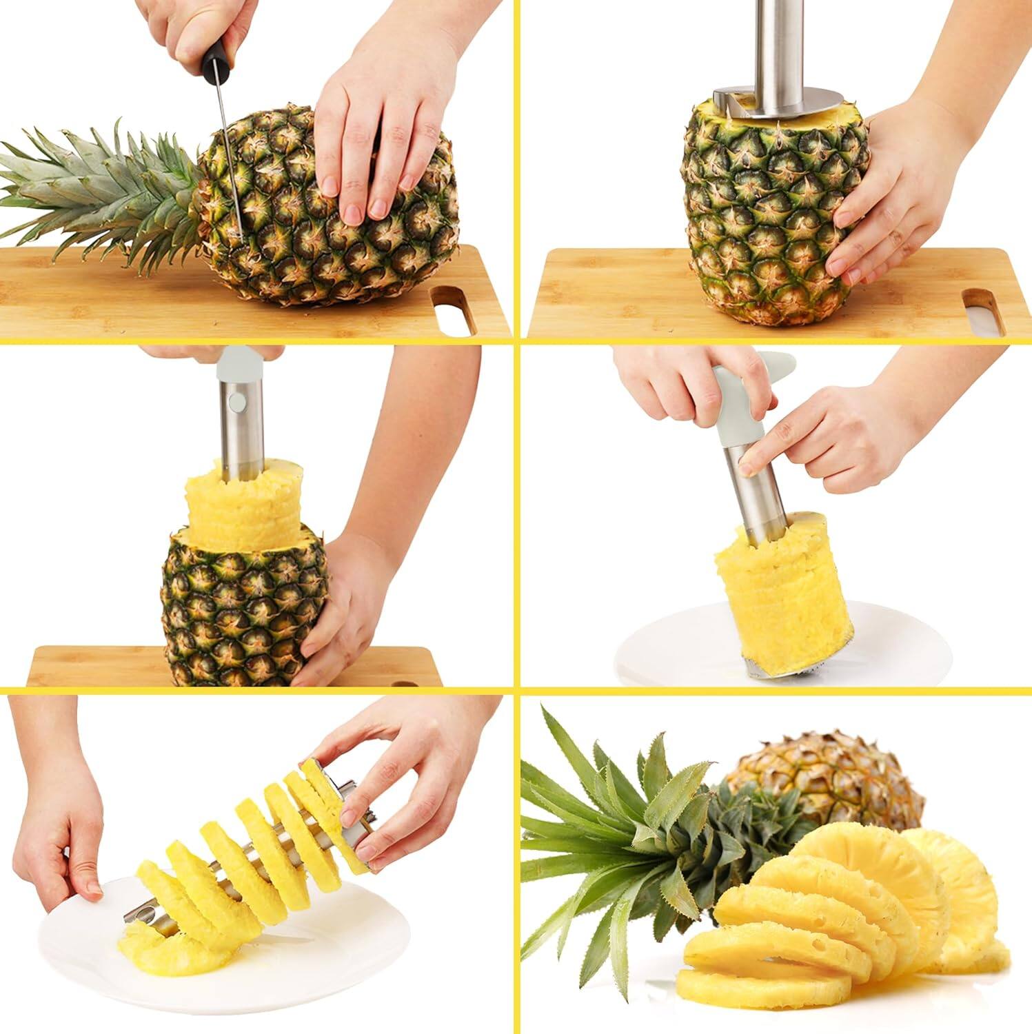 Alt View 2. Zulay Kitchen - Zulay Kitchen Stainless Steel Pineapple Corer & Slicer + Eye Removal Tool - Ivory.