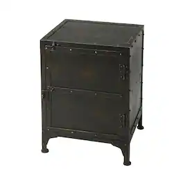 Starlight Canyon Home - Industrial Side Chest with Distressed Finish, End Table for Living Room - Black