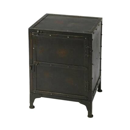 Front. Starlight Canyon Home - Industrial Side Chest with Distressed Finish, End Table for Living Room - Black.