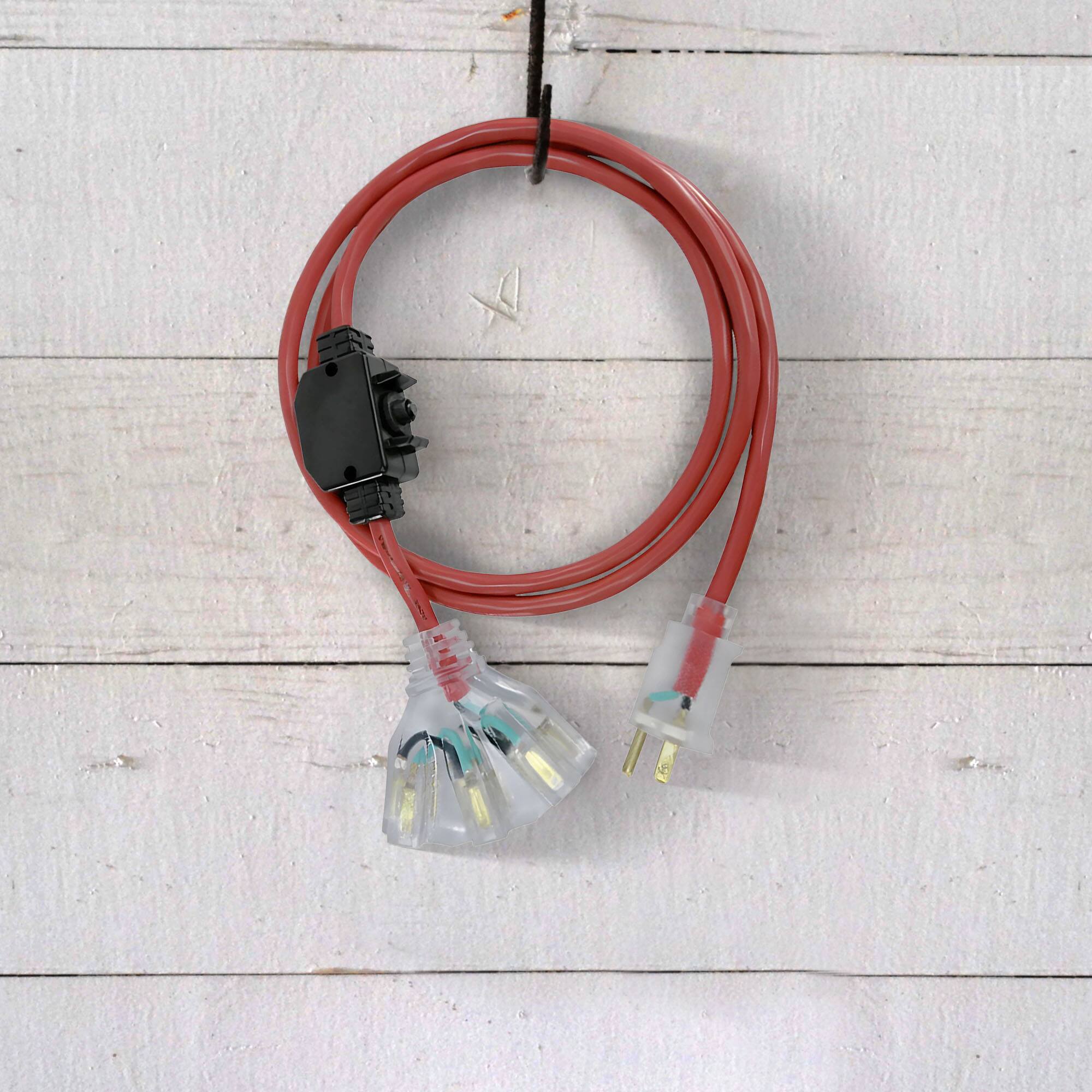 Alt View 3. Master Electrician - Master Electrician 25 Feet Outdoor Extension Cord with Inline Circuit Breaker - Red.