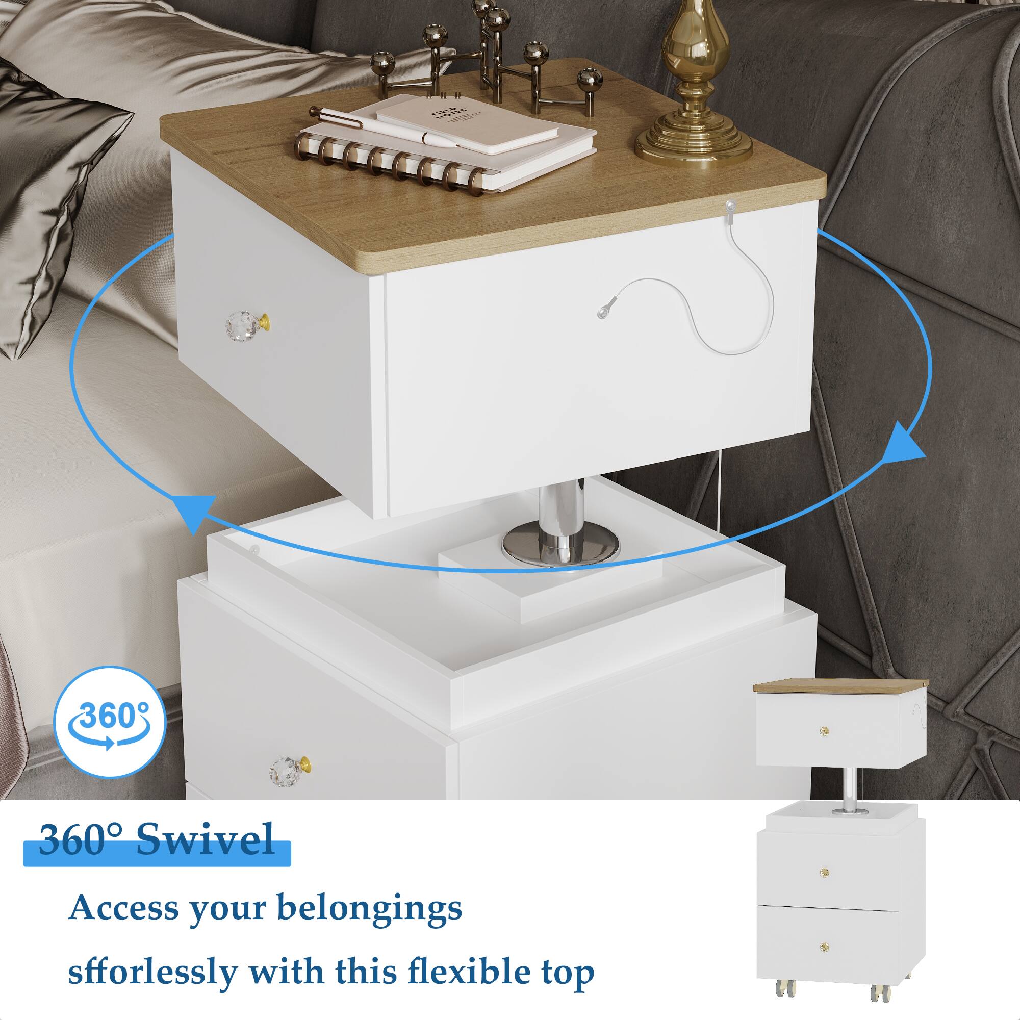 360° Swivel  
Access your belongings effortlessly with this flexible top
