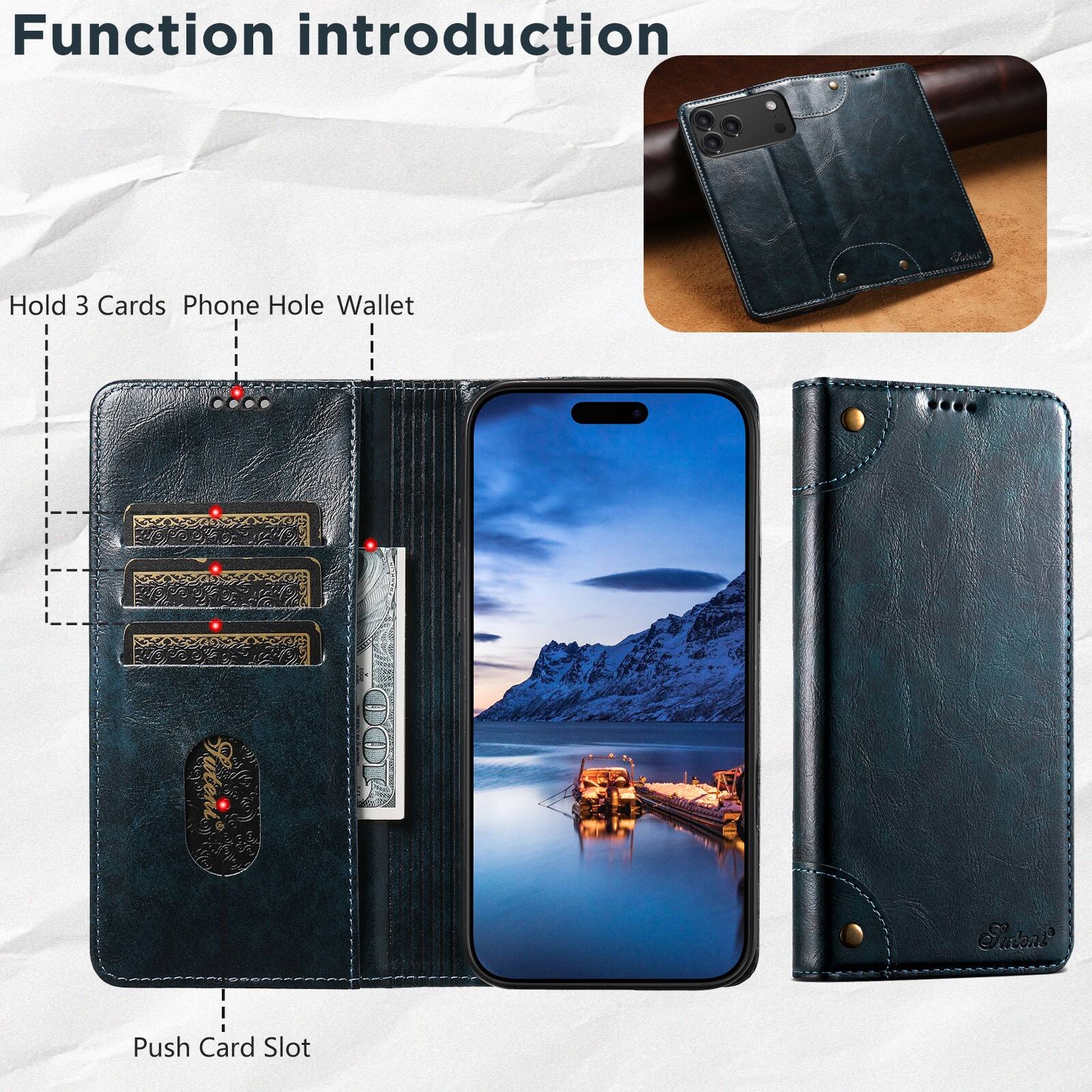 UUCOVER Retro PU Leather Wallet Case for Apple iPhone 18 Pro,Magnetic ...