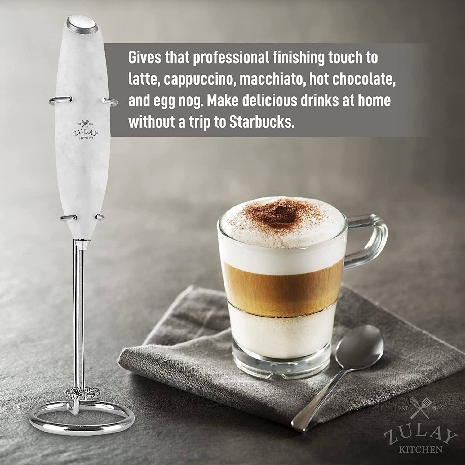 ZULAY KITCHEN, Gives that professional finishing touch to latte, cappuccino, macchiato, hot chocolate, and egg nog. Make delicious drinks at home without a trip to Starbucks. EST 2015 ZULAY KITCHEN