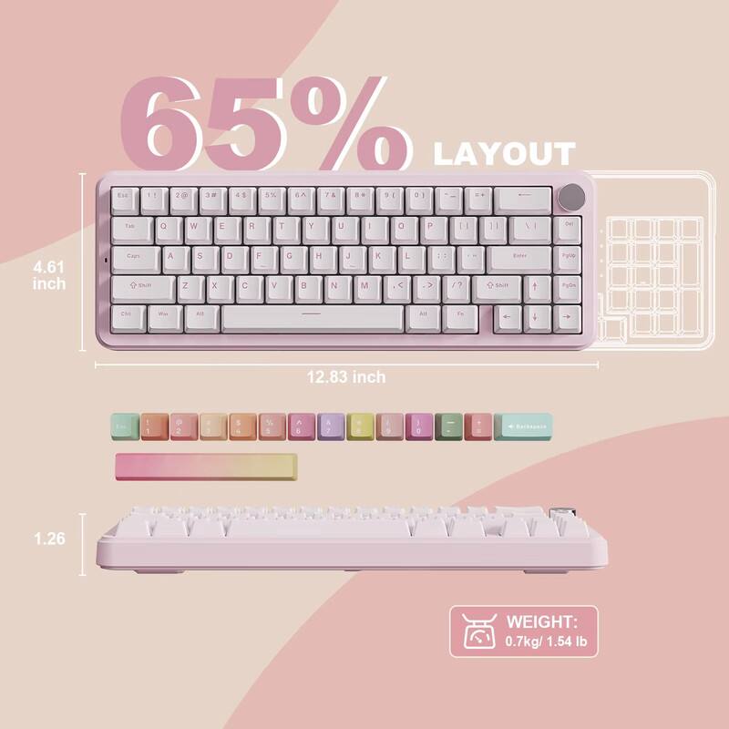 65% LAYOUT  
4.61 inch  
12.83 inch  
1.26 inch  
WEIGHT: 0.7kg / 1.54 lb