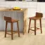 Alt View 1. Costway - 24.5" Wood Bar Stools Set of 2 with Solid Back & Seat Mid Century Bar Chairs Brown - Brown.