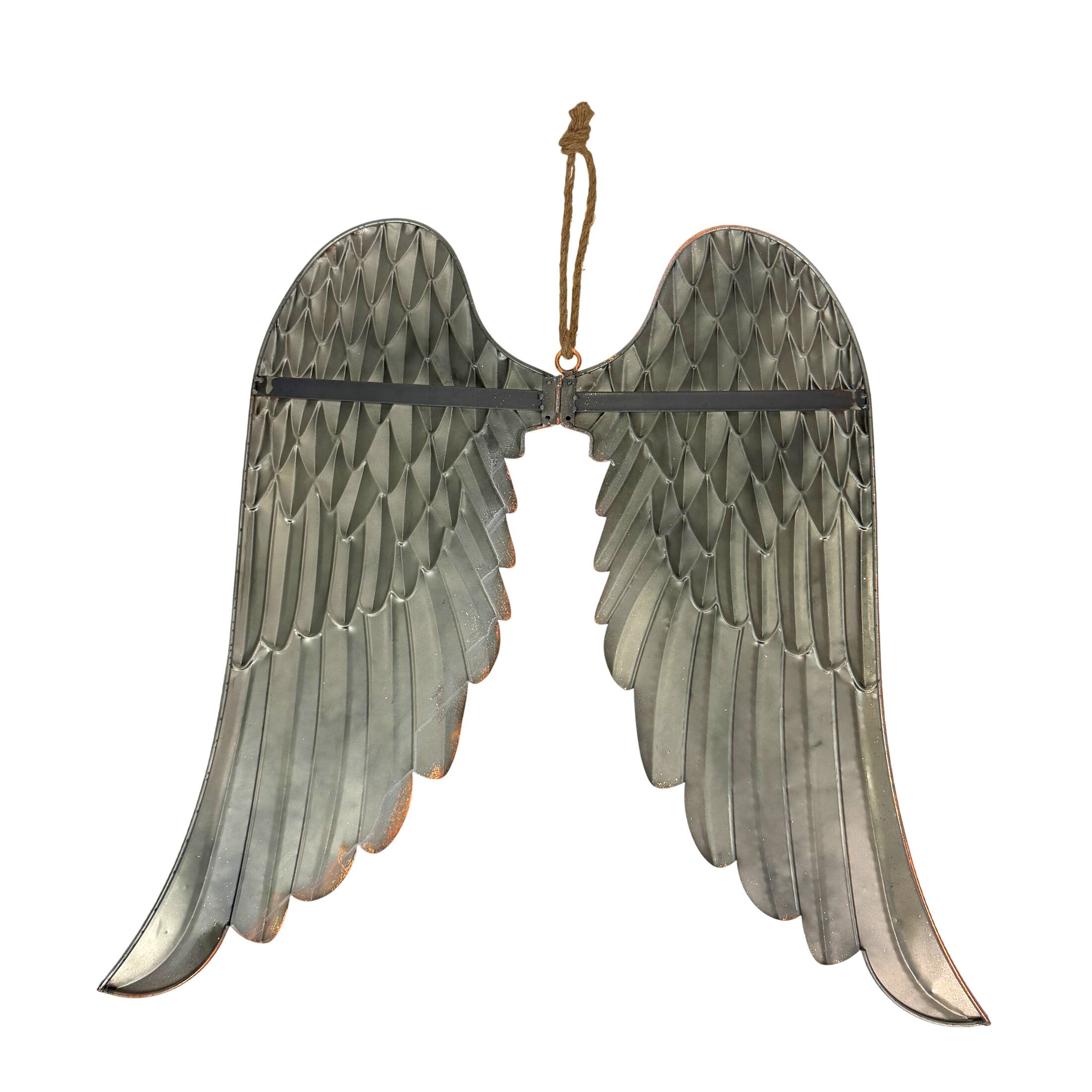 Alt View 2. Zeckos - Metal Angel Wings Wall Sculpture Copper Bronze 34 Inch Wide Jute Hanging Decor - Copper.