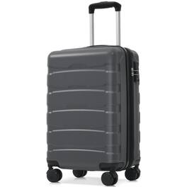 HTUTWOO - 20 Inch ABS Hardshell Carry On Luggage - Durable Expandable Travel Suitcase, Spinner Wheels, TSA Lock, Lightweight - Gray