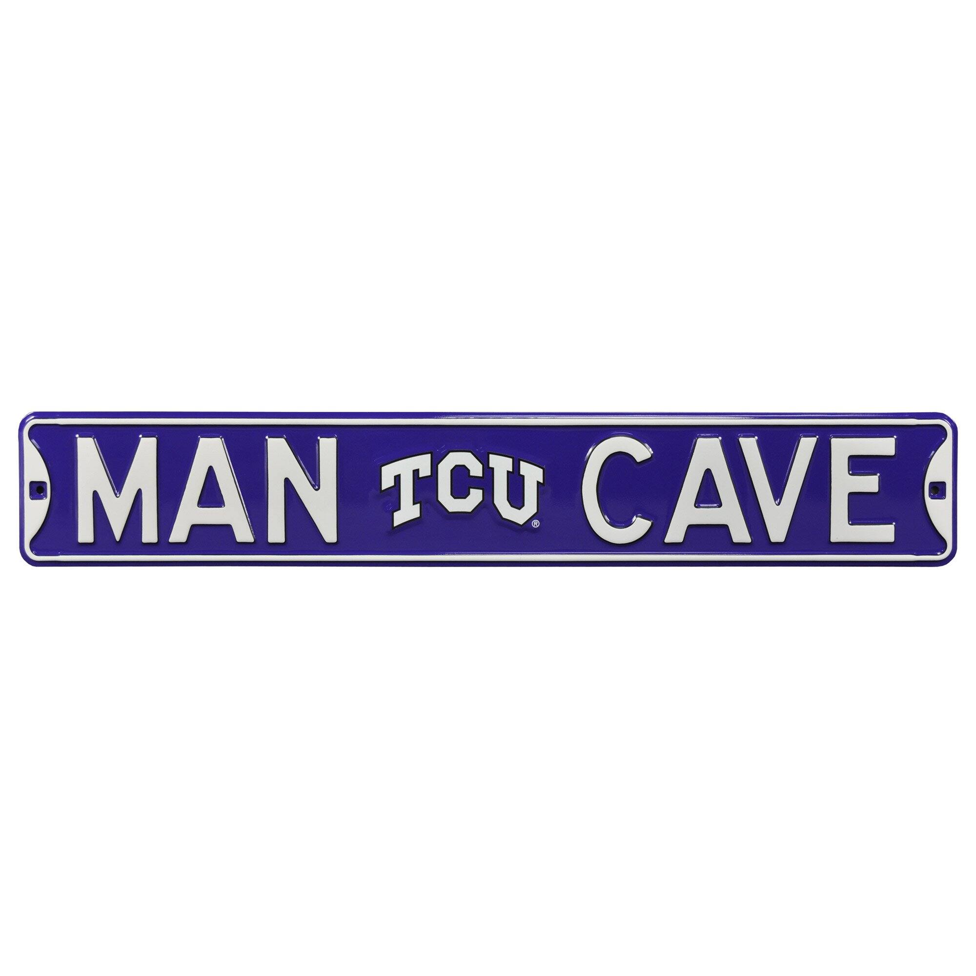 Purple TCU Horned Frogs 6" x 36" Man Cave Steel Street Sign