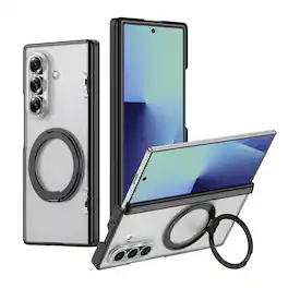 Dteck - Magnetic Case for Samsung Galaxy Z Fold8 Ultra, Slim Matte PC Back Cover with Kickstand, Hinge Protection,No Front Frame - Matteblack