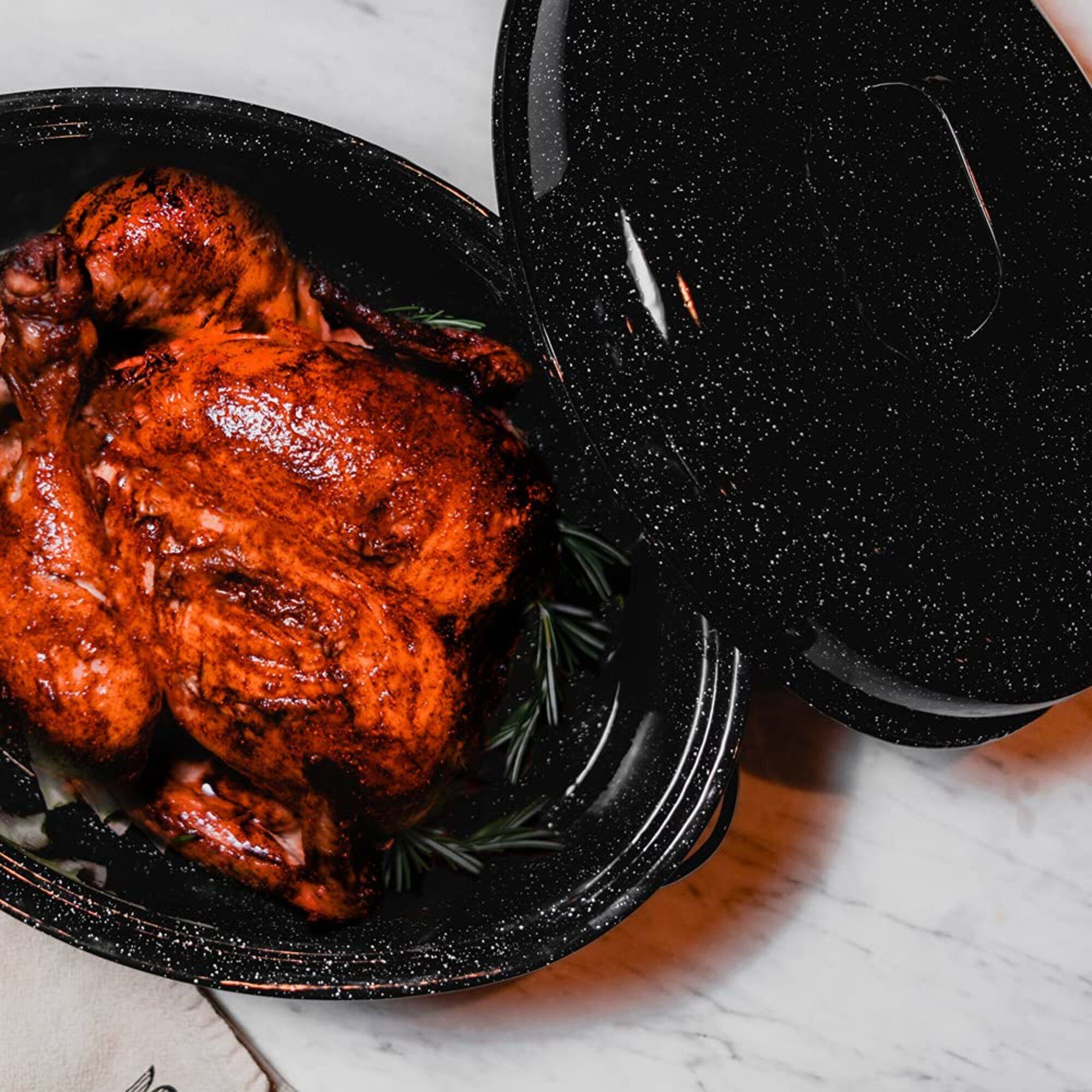 Back. Granite Ware - Granite Ware 19-Inch Covered Oval Roaster - Speckled Black - Speckled Black.