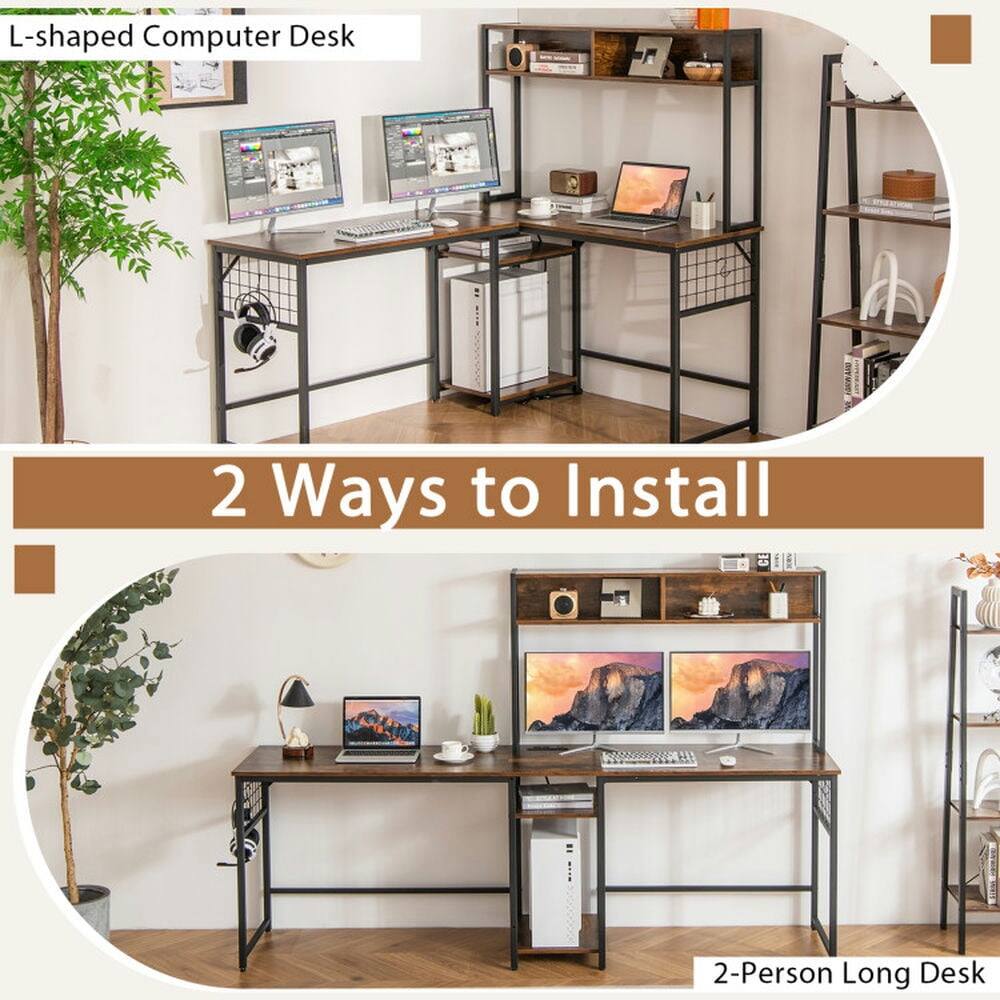 L-shaped Computer Desk

2 Ways to Install

2-Person Long Desk