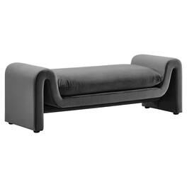 Waverly Performance Velvet Bench by Modway - Gray