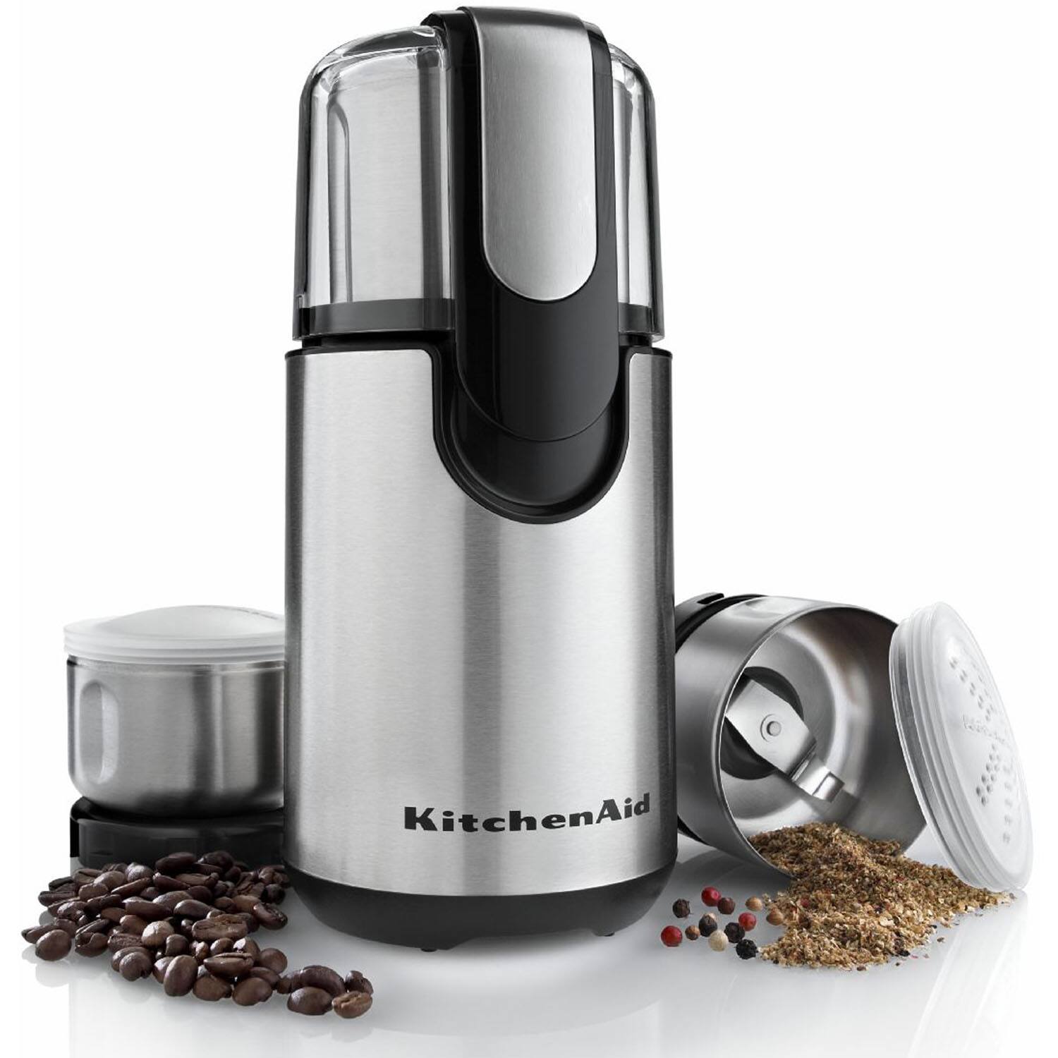 Left. KitchenAid - Blade Coffee and Spice Grinder with Separate Grinding Bowls/Blades in Onyx Black - Onyx Black.
