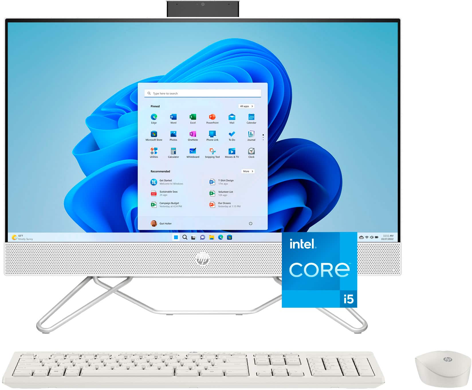 The text on the image reads: "Take a tour of the menus in this computer. Intel Core i5."