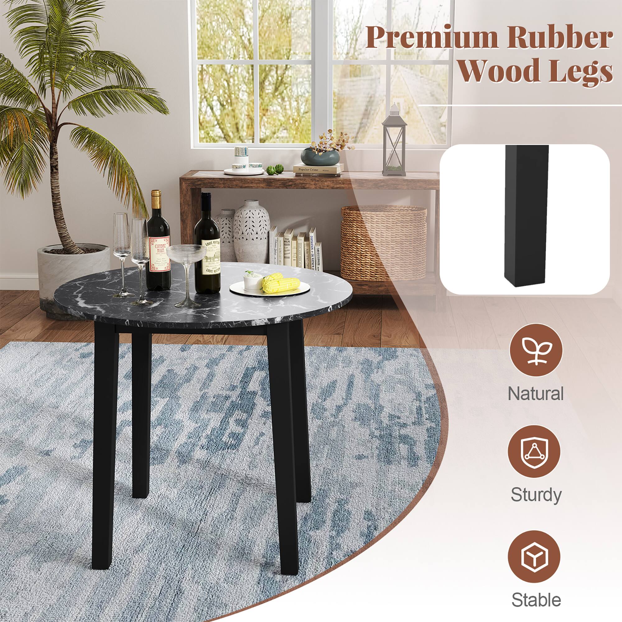 Premium Rubber Wood Legs

Natural  
Sturdy  
Stable