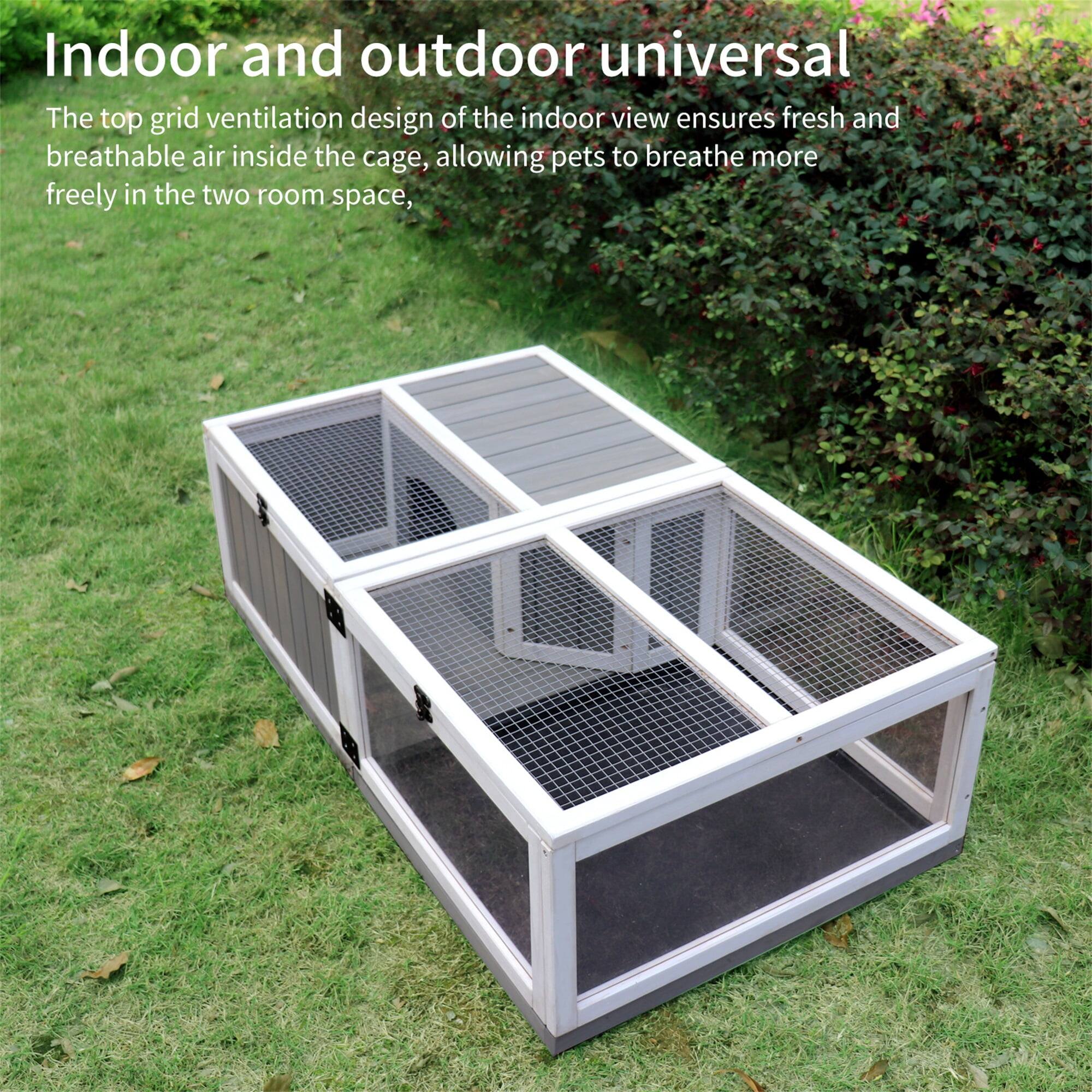 Indoor and outdoor universal

The top grid ventilation design of the indoor view ensures fresh and breathable air inside the cage, allowing pets to breathe more freely in the two room space.