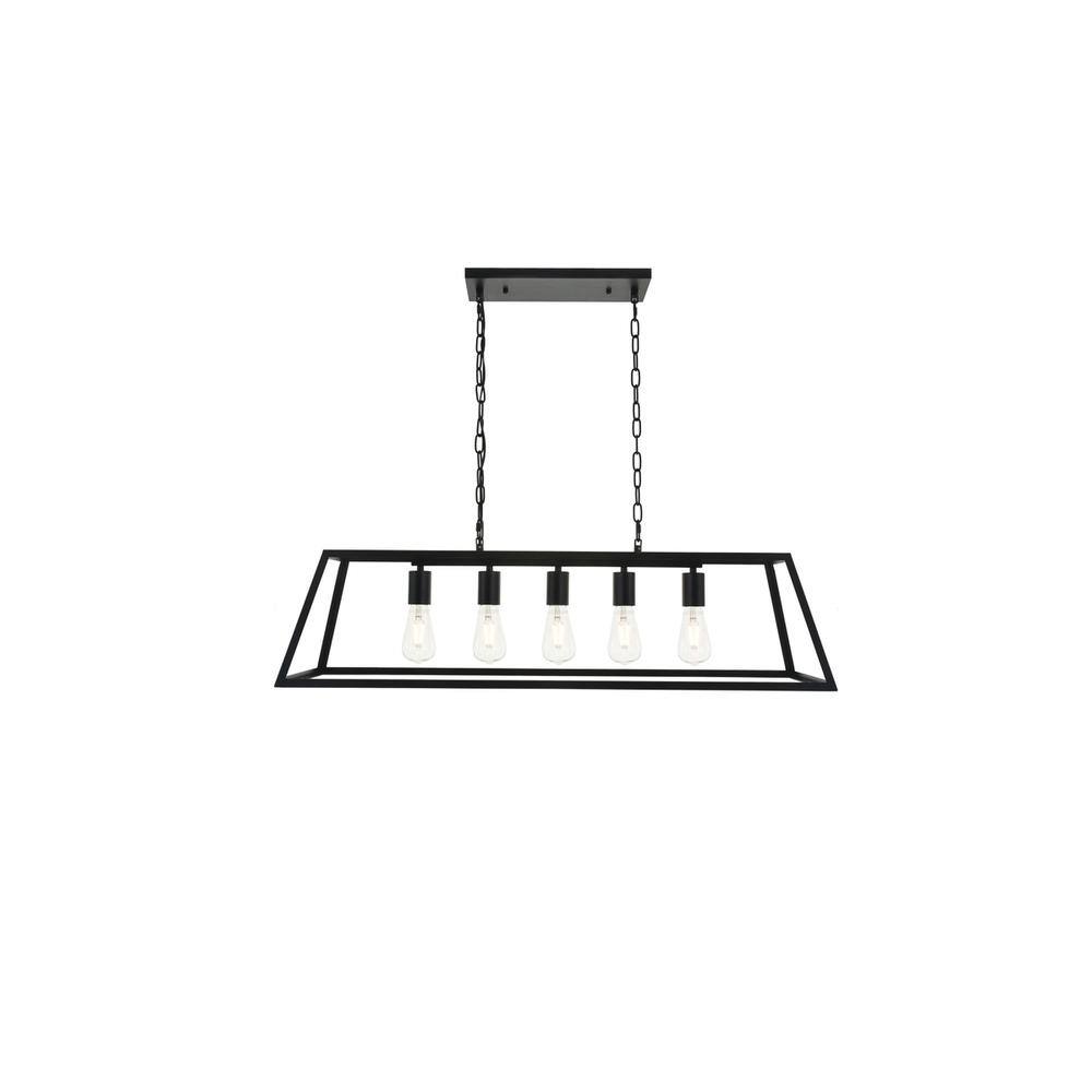 Alt View 9. Living District - Resolute 5 light black Pendant - Black.