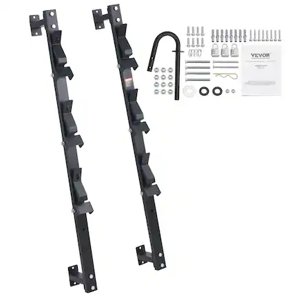 Front. VEVOR - Trimmer Rack, 3 Place Weeder Trimmer Rack, Trim Holder Trailer Rack with Zinc Alloy Password Lock - Black.