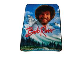 Surreal Entertainment - Bob Ross Design Soft and Cozy Throw Size Fleece Plush Blanket | 45 x 60 Inches - Blue