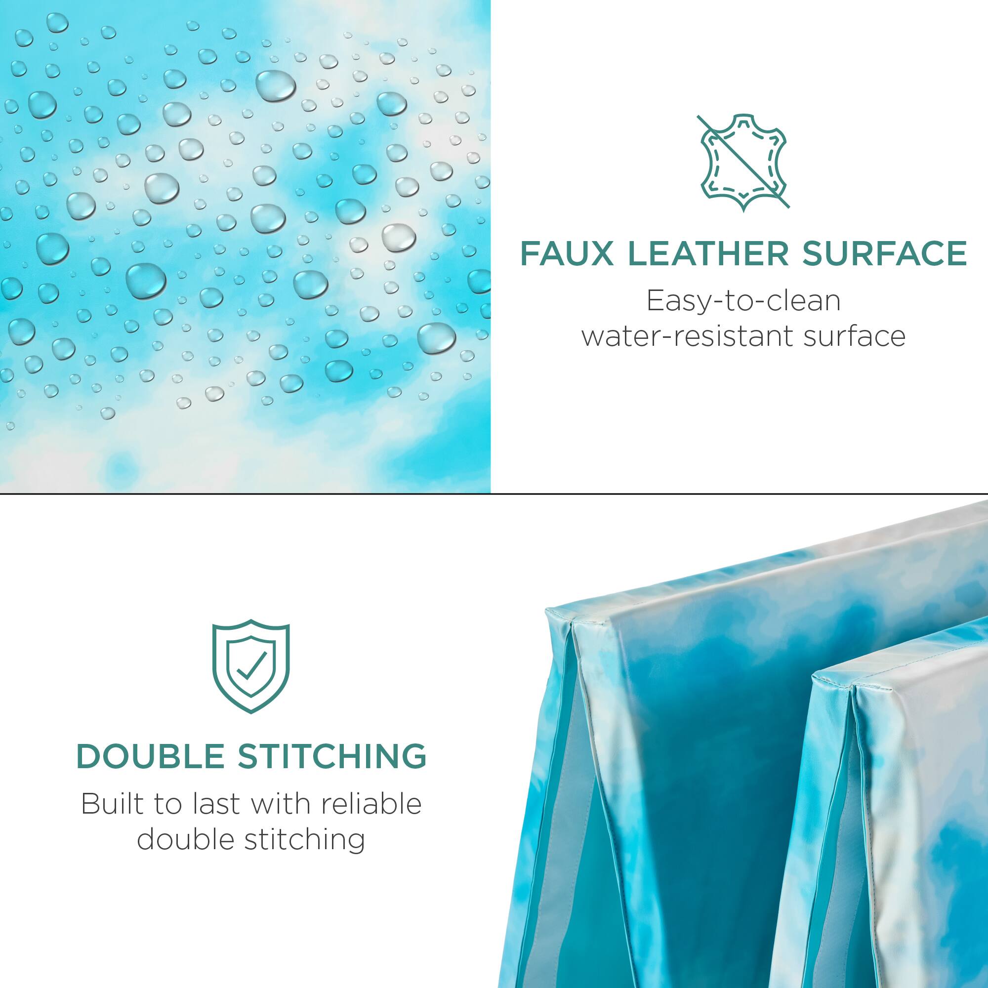 FAUX LEATHER SURFACE
Easy-to-clean, water-resistant surface

DOUBLE STITCHING
Built to last with reliable double stitching