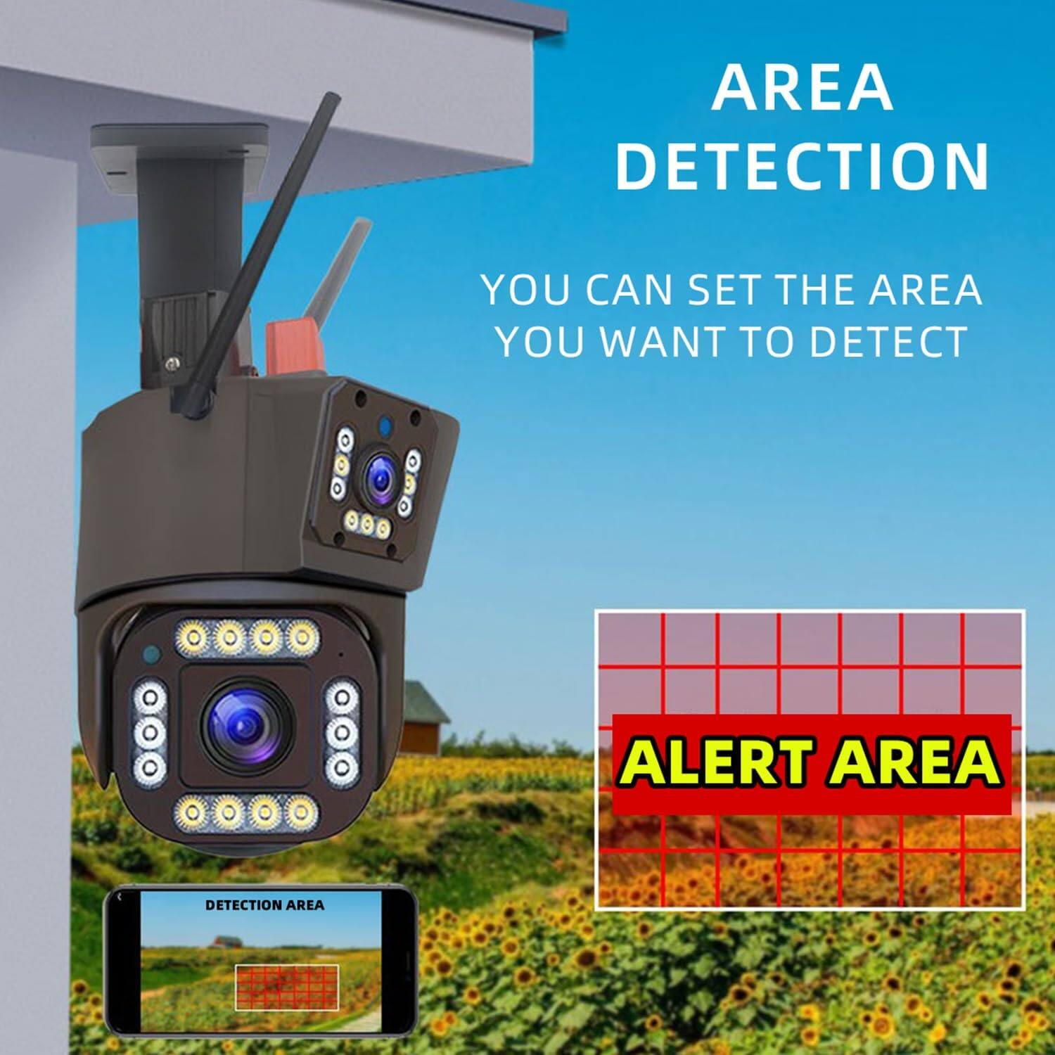 AREA DETECTION  
YOU CAN SET THE AREA YOU WANT TO DETECT  

ALERT AREA