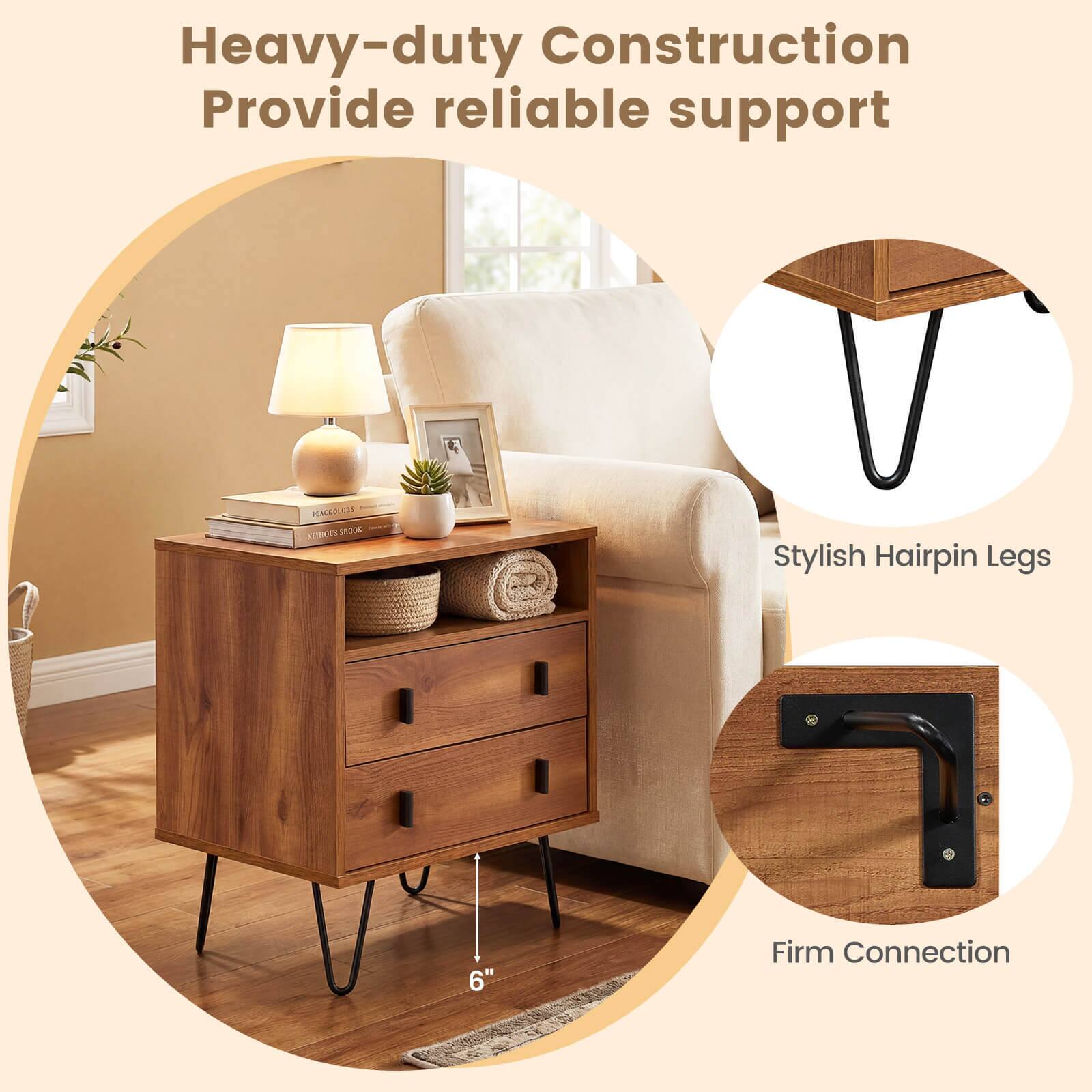 Heavy-duty Construction Provide reliable support

Stylish Hairpin Legs

Firm Connection