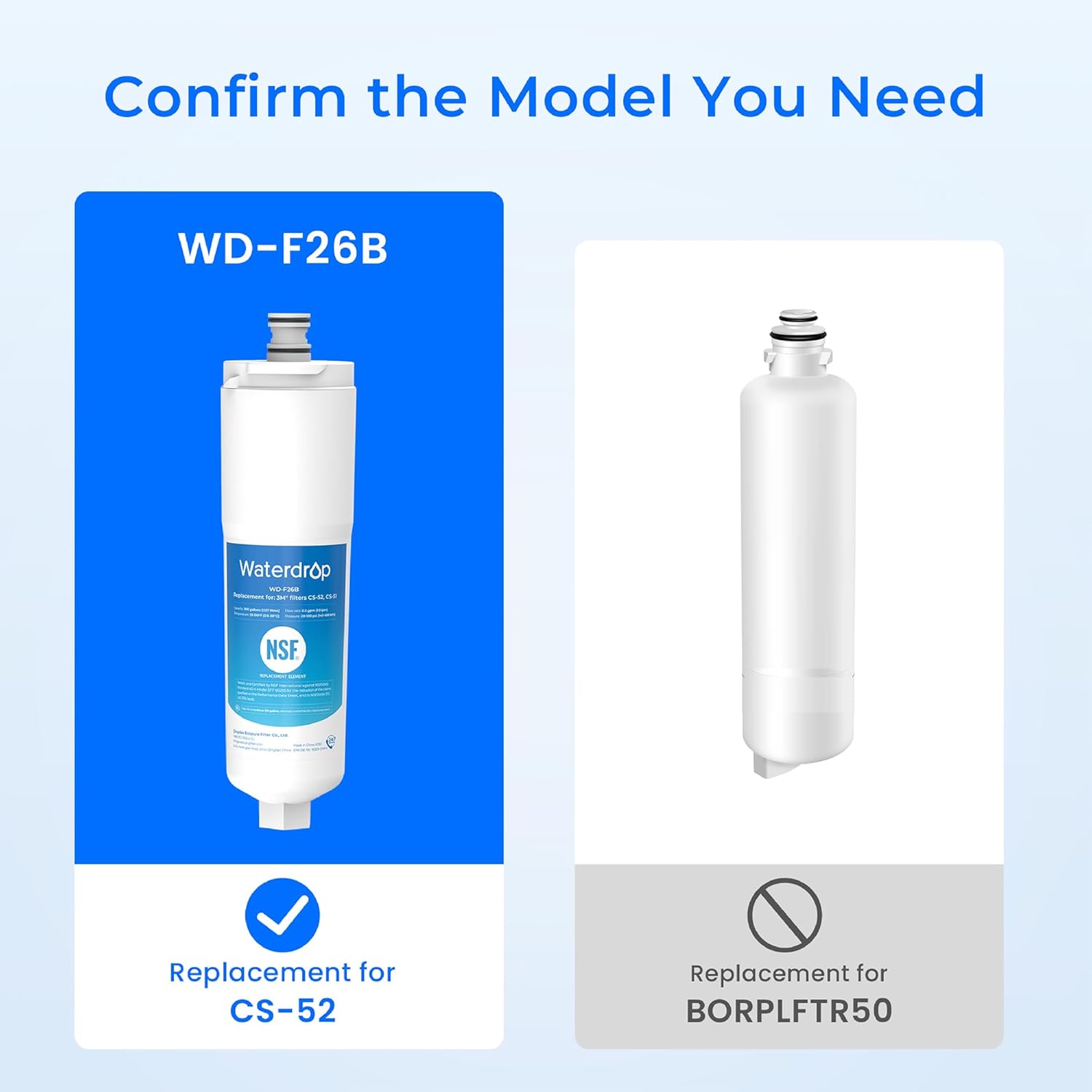 Confirm the Model You Need

WD-F26B

Replacement for CS-52

Replacement for BORPLFTR50