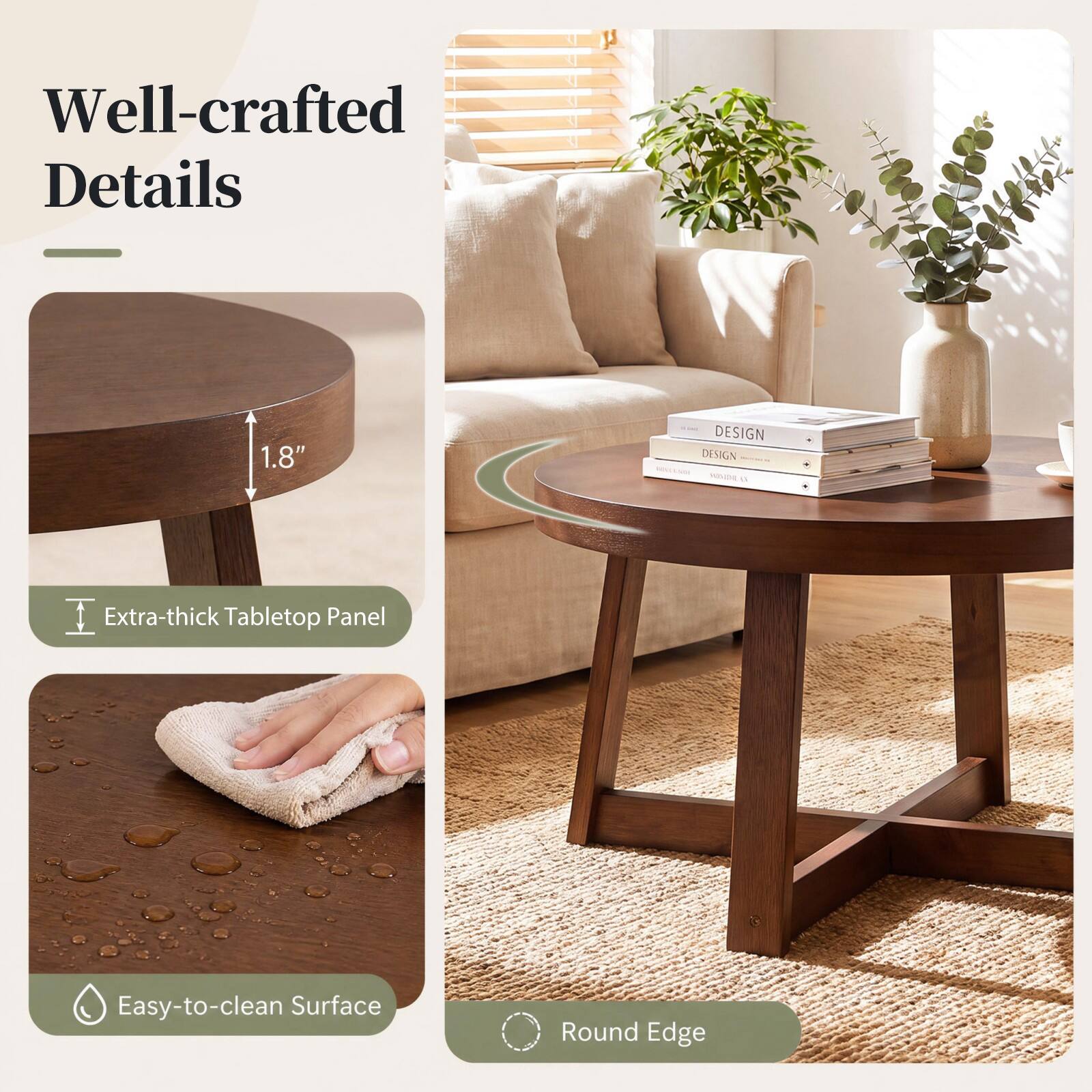 Well-crafted Details

1.8"

DESIGN DESIGN MINI

Extra-thick Tabletop Panel

Easy-to-clean Surface

Round Edge