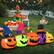 Angle. Costway - 9 FT Inflatable Pumpkin Patch Family Blow up Yard Halloween Decoration with Built-in LED Lights and Witch Hats - Multicolor.