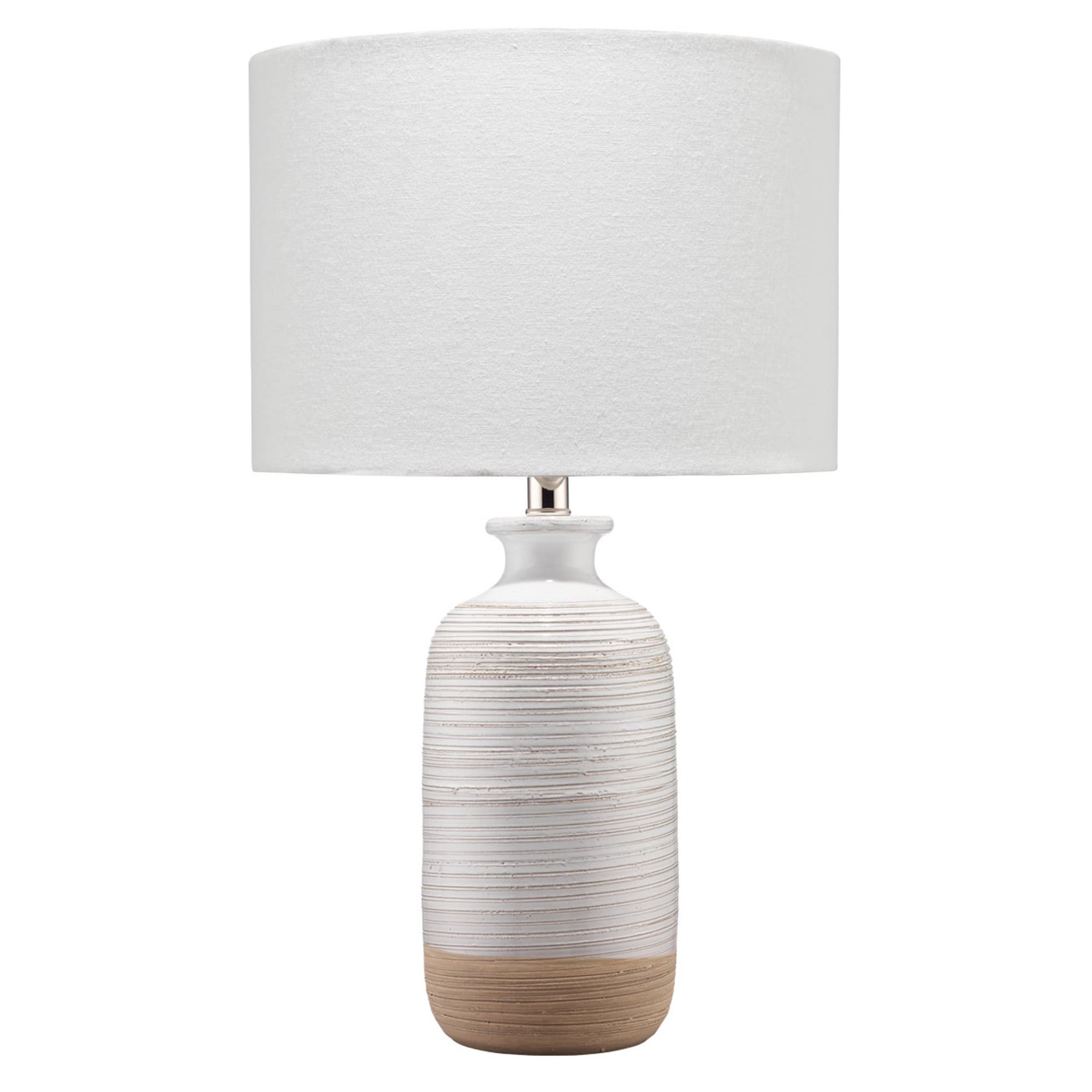 Manhattan Lane - Table Lamp with Brushed Ceramic Body and Fabric Shade - Cream
