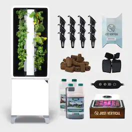 Just Vertical - EVE Tower Garden | Hydroponic Growing System | Grow Fresh Herbs & Vegetables Year-Round | Fully Assembled - Flat White