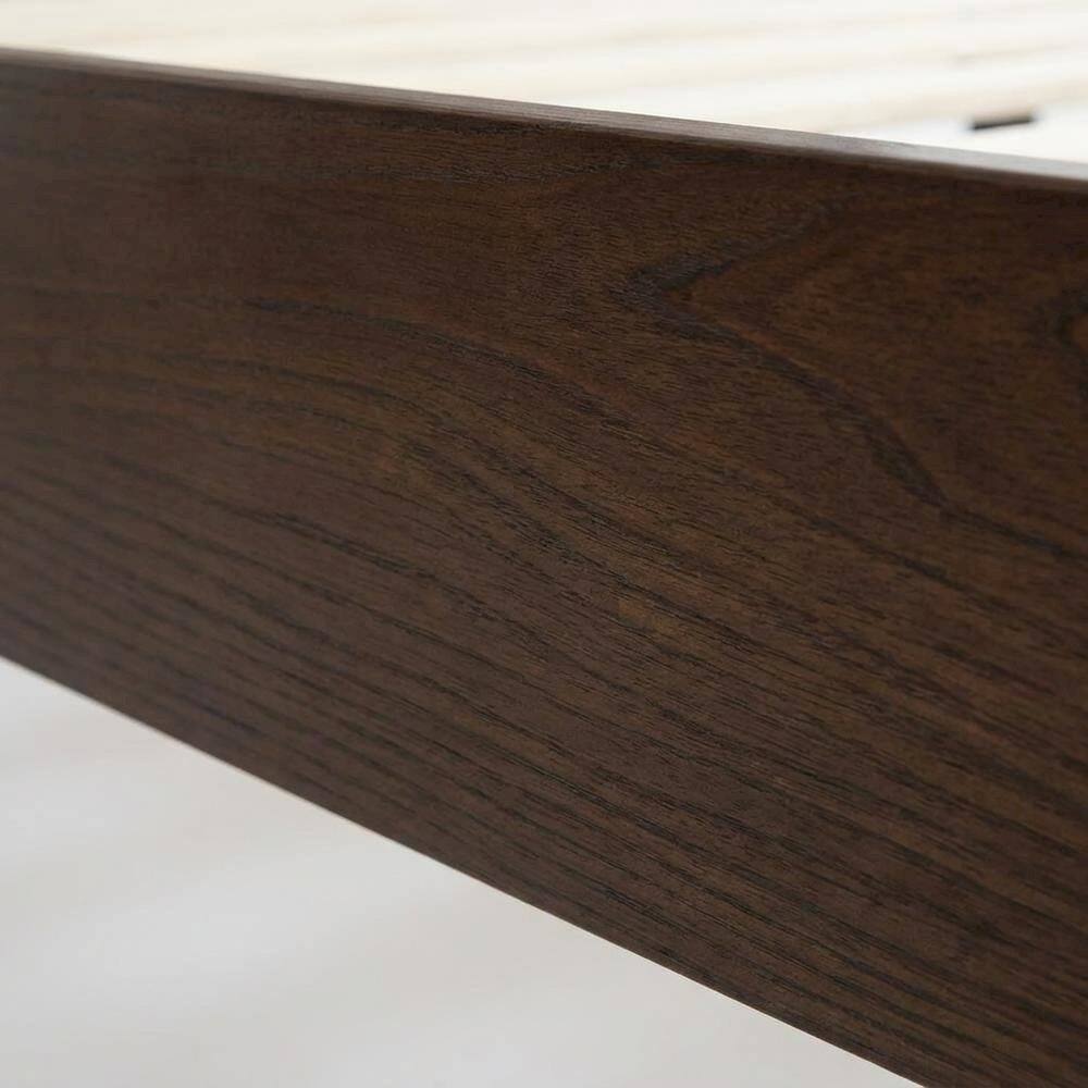 Alt View 3. FurniFact - Solid Wood Platform Bed - Dark Roast Oak.