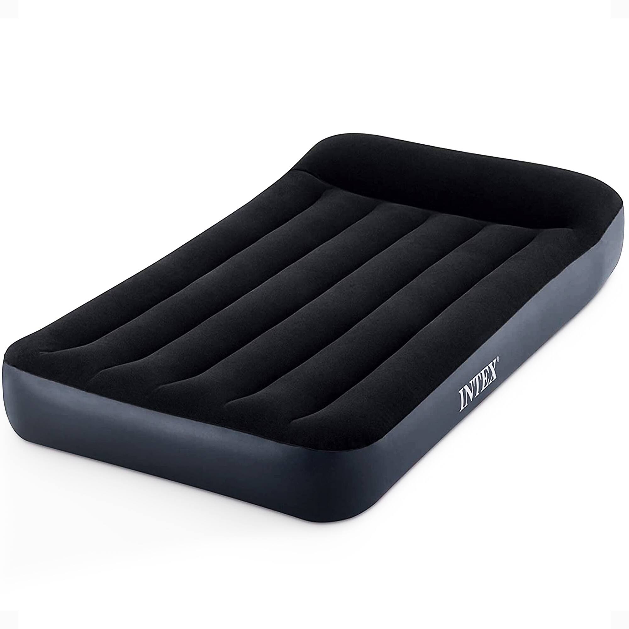 Intex - Dura Pillow Rest Classic Blow Up Mattress Air Bed with Built In Pump, Twin - Blue