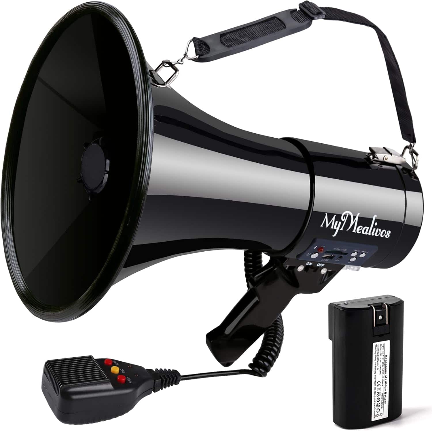 Vulpecula Spade - 50W Bluetooth Megaphone with Rechargeable Battery-Professional Bullhorn with Siren&240s Recording Supports USB/SD/3.5mm