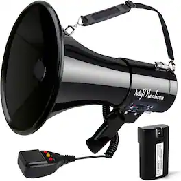 Vulpecula Spade - 50W Bluetooth Megaphone with Rechargeable Battery-Professional Bullhorn with Siren&240s Recording Supports USB/SD/3.5mm