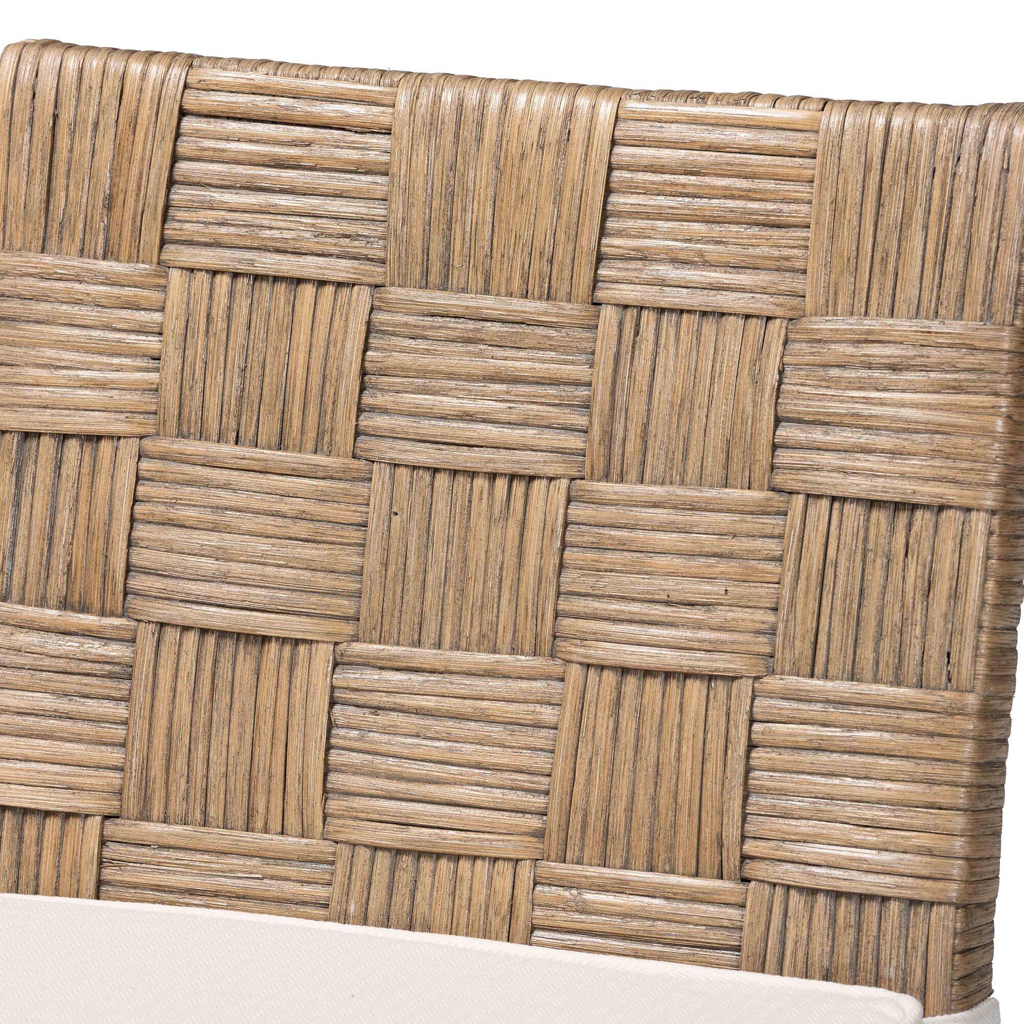 Alt View 1. bali & pari - Fatima Natural Rattan Counter Stool with Cushion – Handwoven Wicker Stool with Basketweave Back and Seat - Grey Taupe/Black.