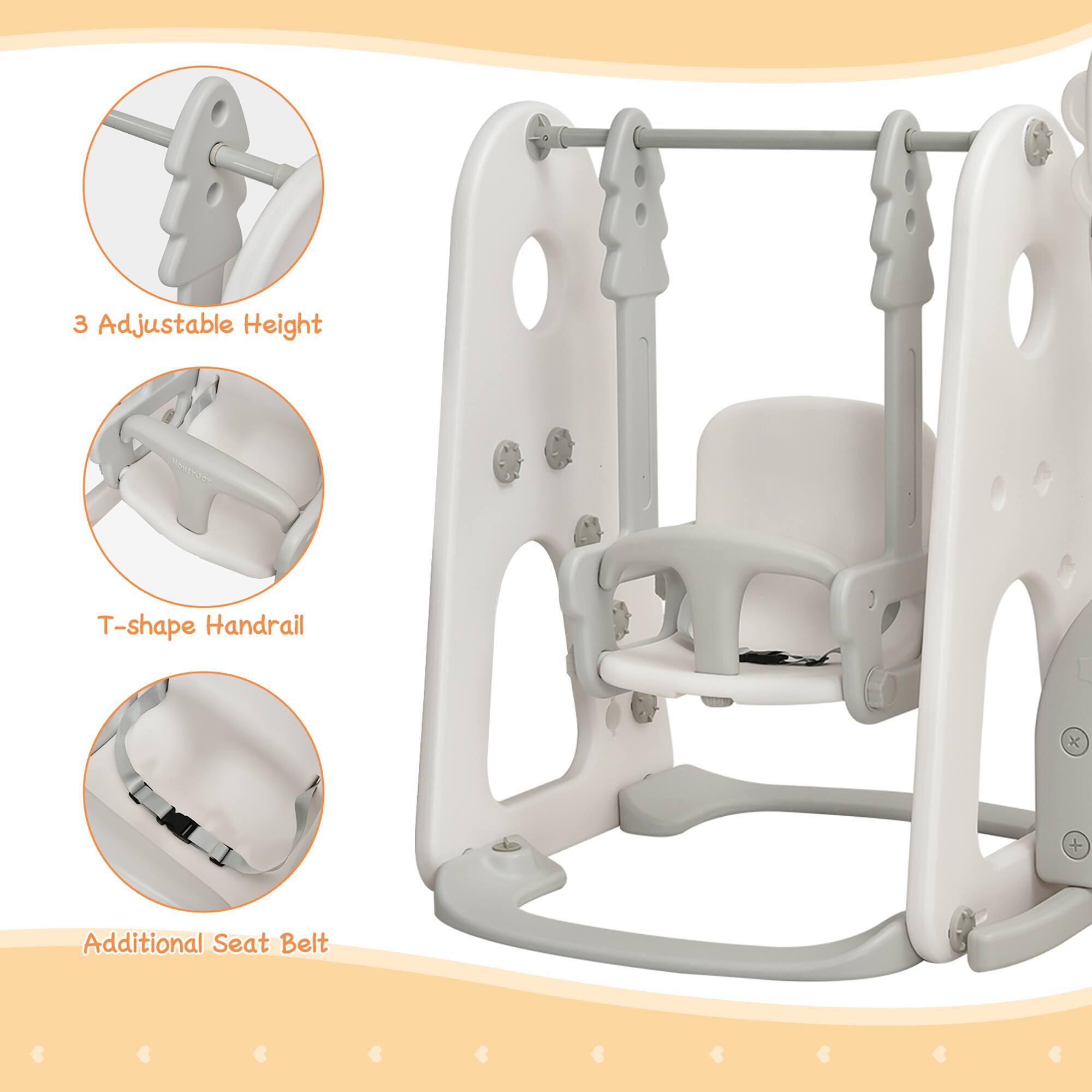 3 Adjustable Height, T-shape Handrail, Additional Seat Belt