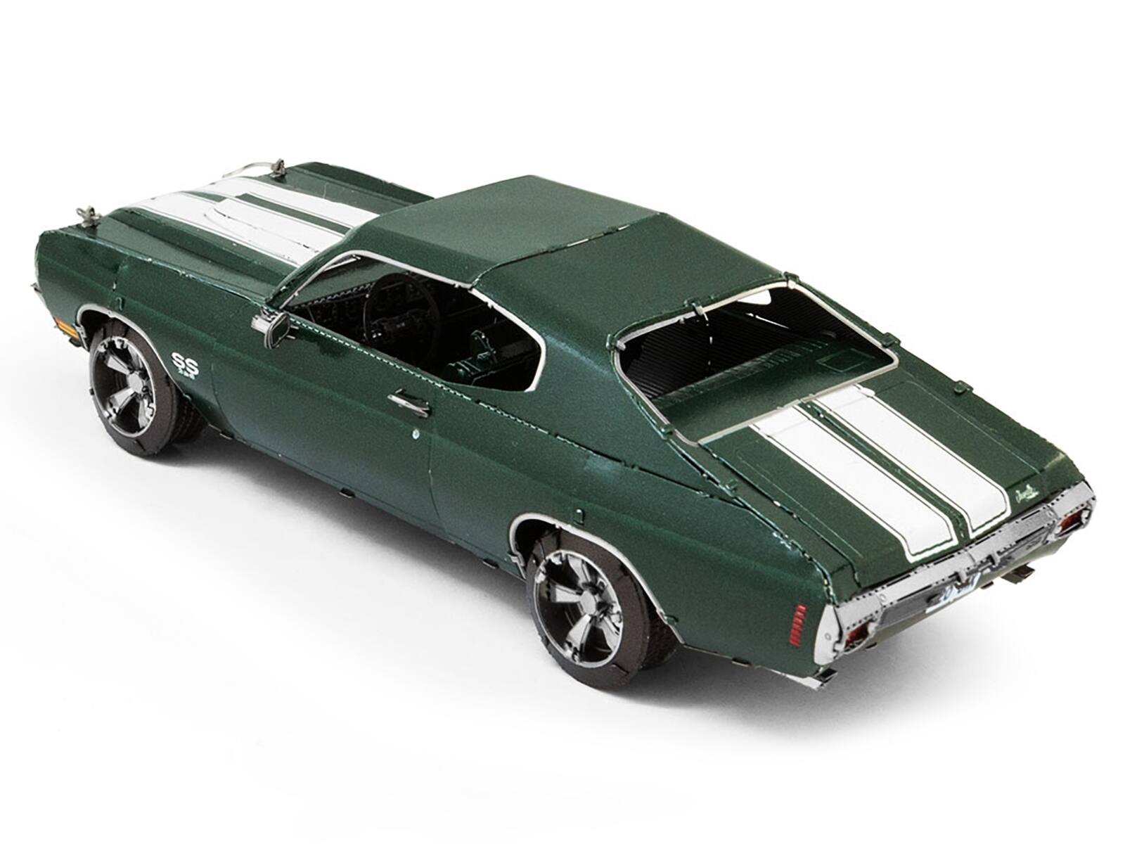 Alt View 2. Metal Earth - Model Kit 1970 Chevrolet Chevelle SS Green with White Stripes (Challenging Difficulty) Steel Model by Metal Earth.