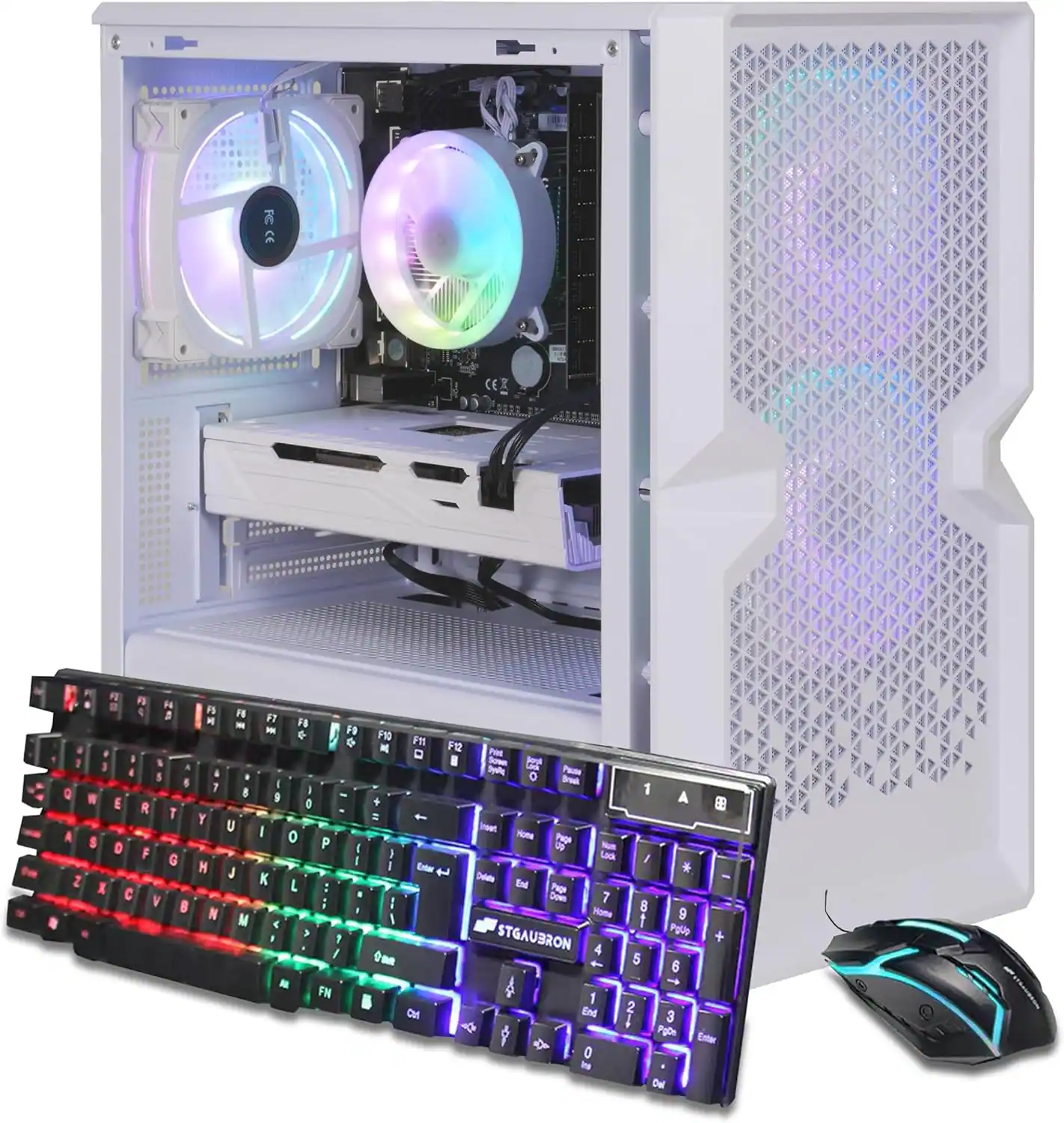 STGAubron - Gaming PC Computer Desktop, Radeon RX 470 8G Graphics, Intel Core i7 up to 3.9GHz, 16GB RAM, 512GB SSD, WIN11H - White