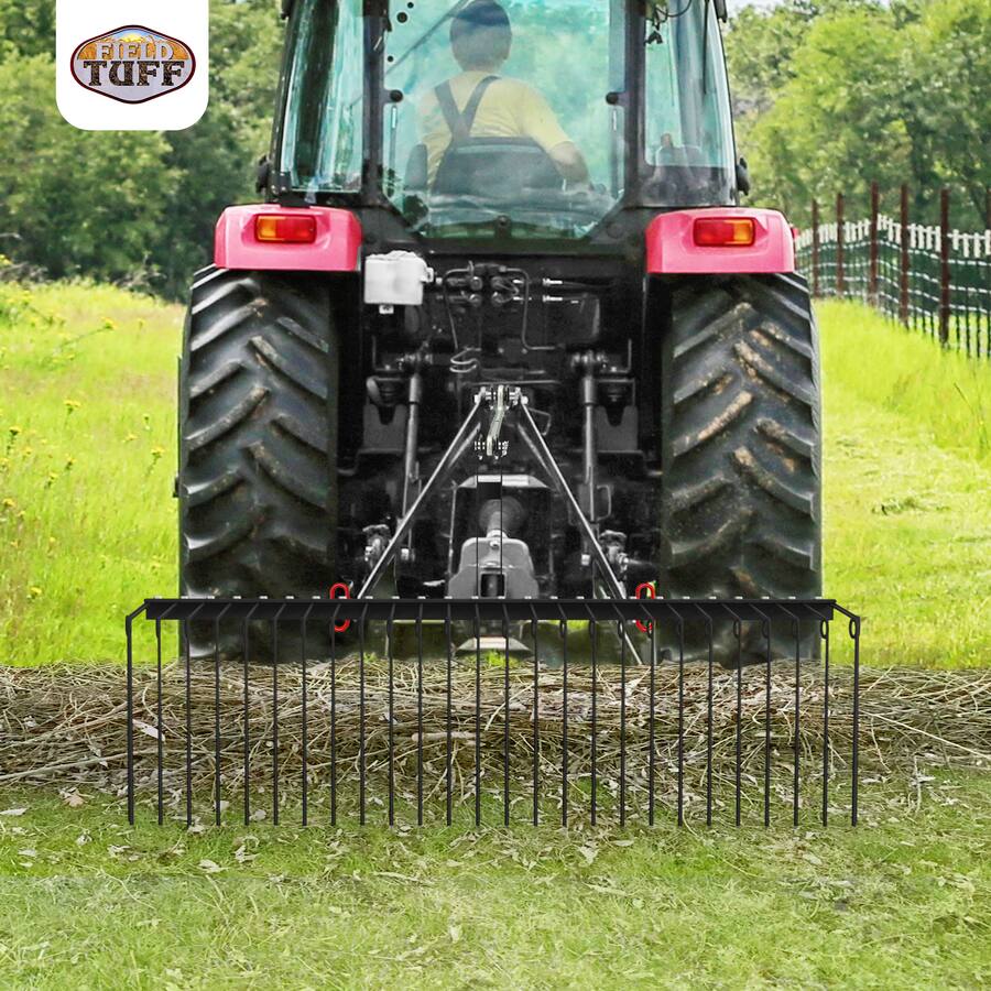 Tuff Field Field Tuff 60 Inch Pine Straw Rake w/ Coil Spring Tines & 3 Point Hitch ...