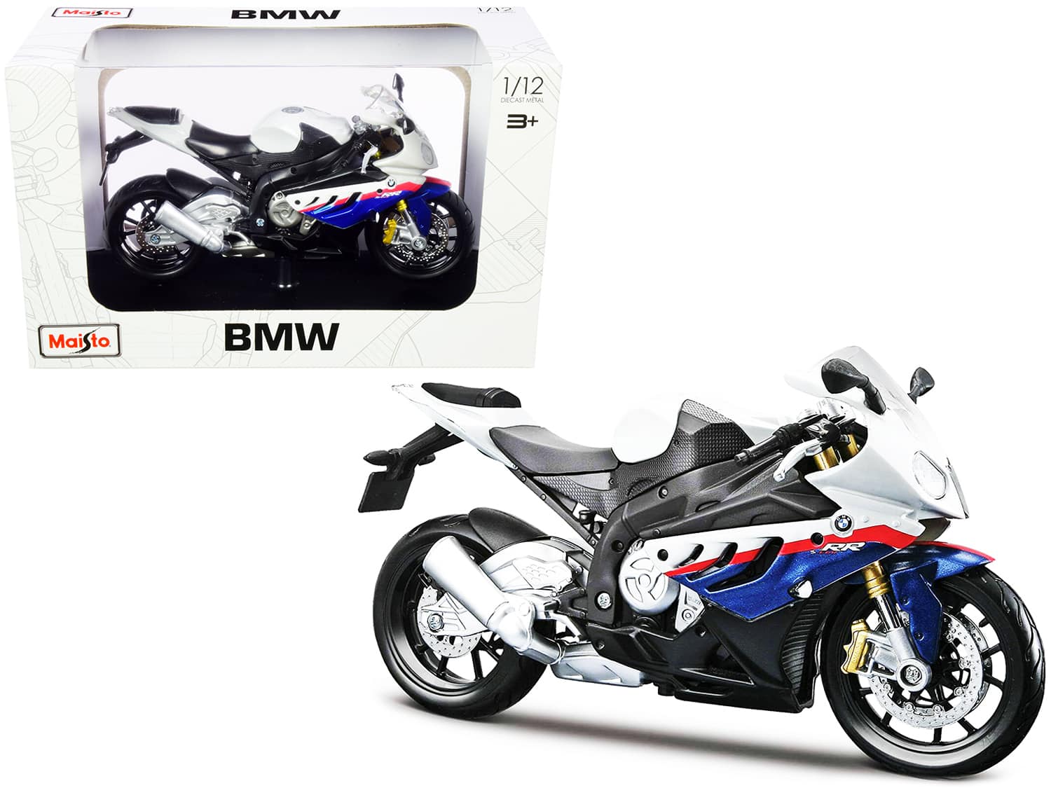 BMW S 1000 RR White with Blue and Red Stripes with Plastic Display Stand 1/12 Diecast Motorcycle Model by Maisto price history on PriceWatchPro