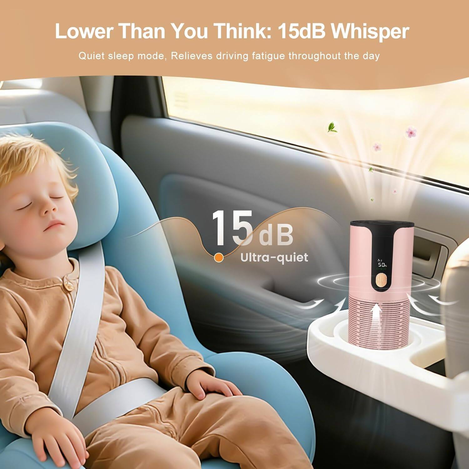 Lower Than You Think: 15dB Whisper Quiet sleep mode, Relieves driving fatigue throughout the day

15 dB Ultra-quiet