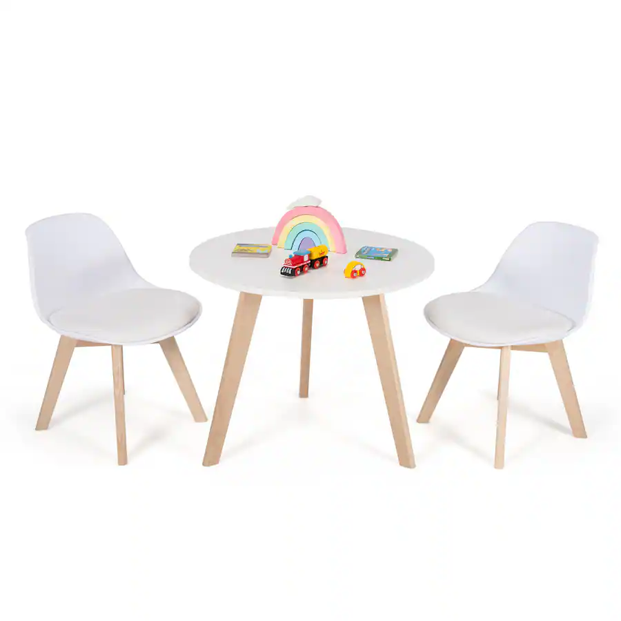 Gymax Kids Table & 2 Chairs Set Modern Activity Play Table w/Beech Leg ...