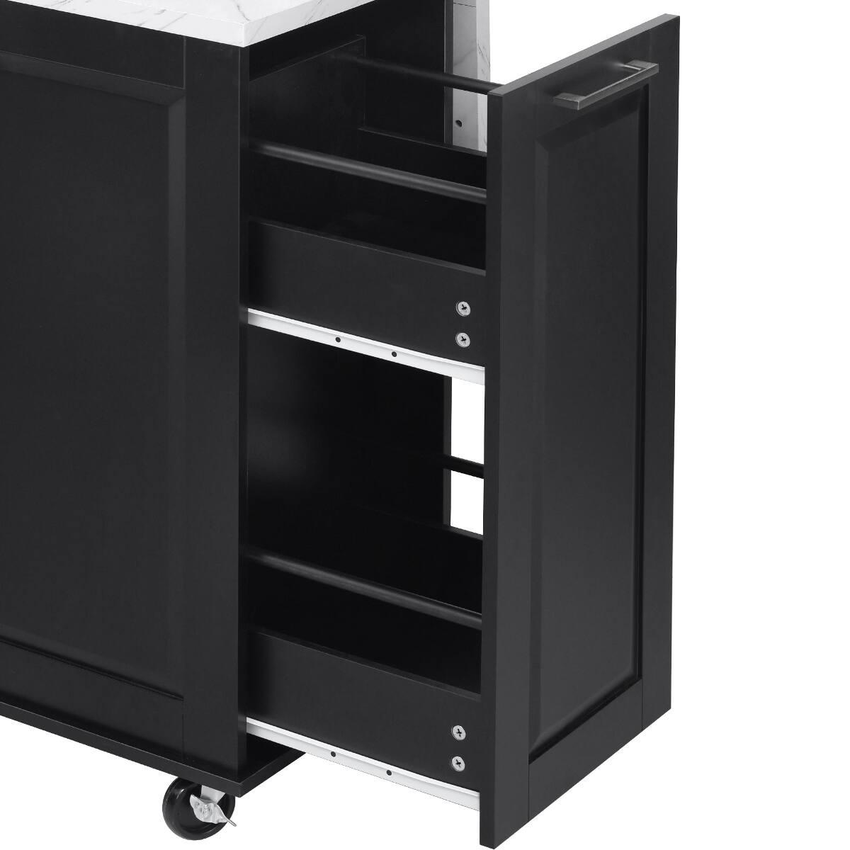 Alt View 4. Loheer - Loheer Kitchen Island with Tilt Trash Can Cabinet Drop Leaf Black - Black.