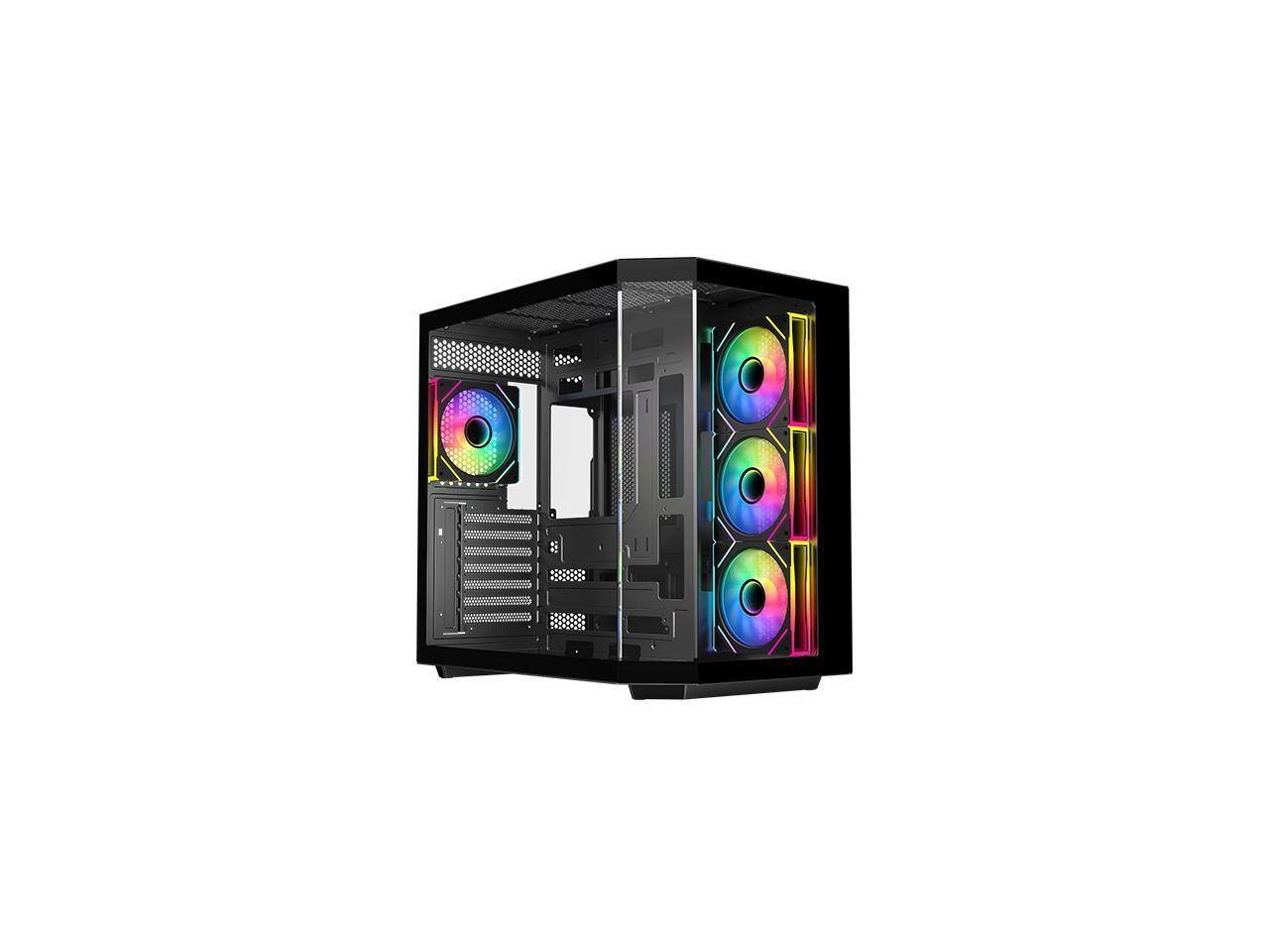 Left. DIYPC - argb-n3-bk black usb3.0/ type c tempered glass atx gaming computer case w/ - Black.