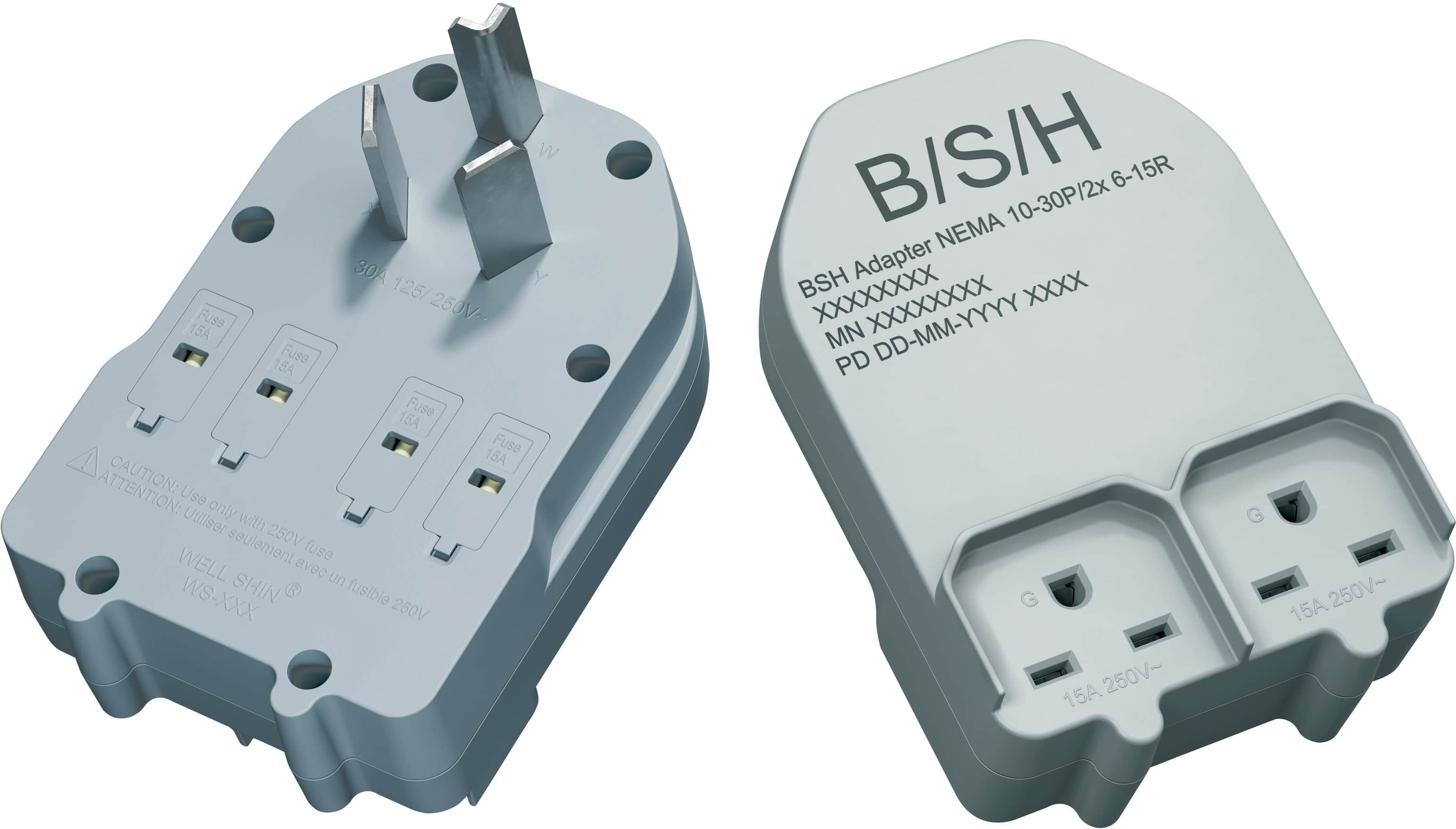 Bosch - 240-Volt NEMA 10-30R to 6-15R 3-Prong Dryer Power Cord Plug Adapter - Multi - Front_Zoom