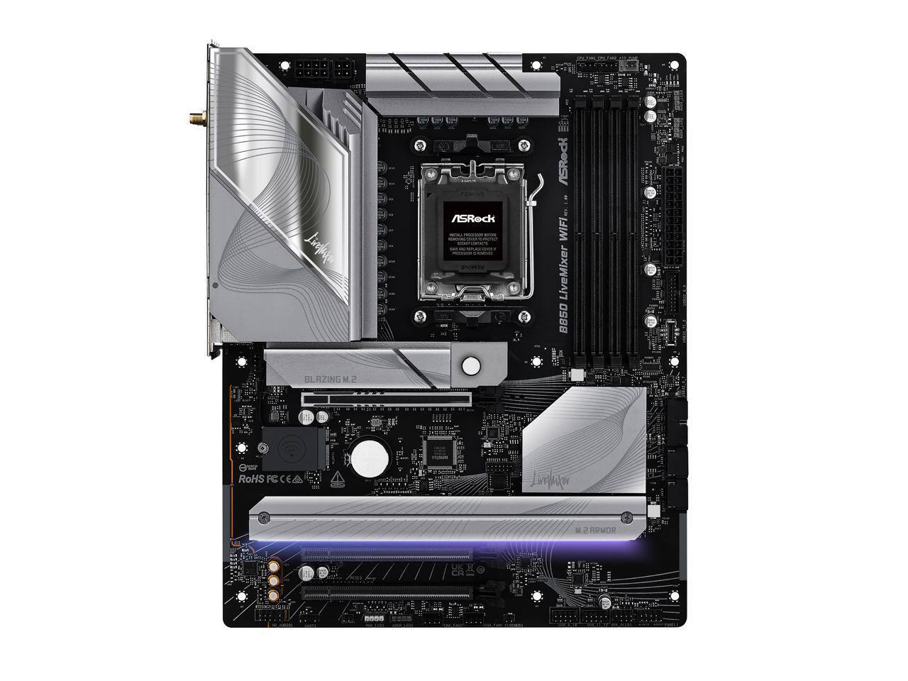 Weh 170002 - roent ASRock - wce arn - - splc ... | PO - - ASRock! : WIFI LiveMixer B850 BLAZING M.2 ew RoHS FC CEA Linlatw 2 ARMOR