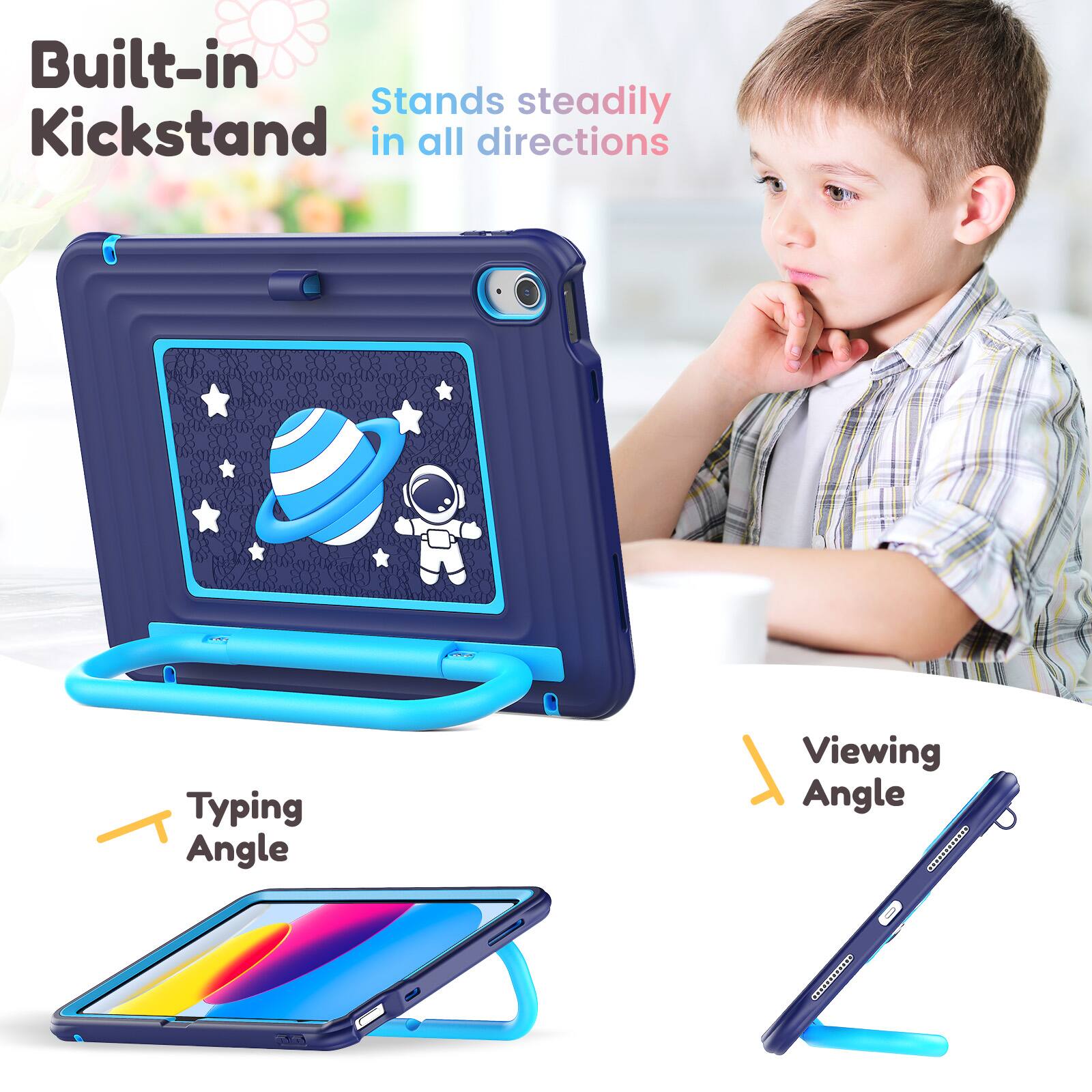 Built-in Kickstand  
Stands steadily in all directions  
Typing Angle  
Viewing Angle