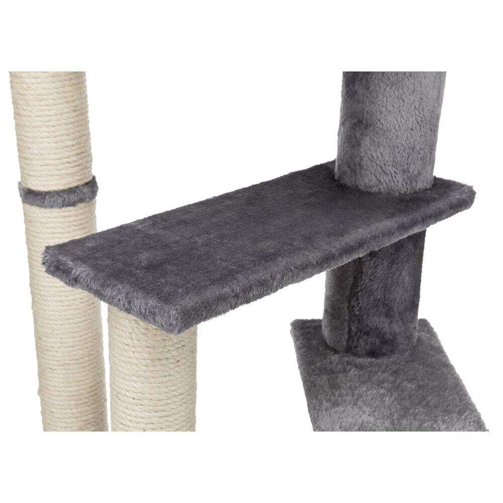Alt View 3. TRIXIE - Baza Senior Plush & Sisal Cat Tree Scratching Posts Hammock & Steps, - Gray.