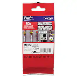 Brother - P-Touch TZES251 0.94 in. x 26.2 ft. TZe Standard Adhesive Laminated Labeling Tape - Black on - White